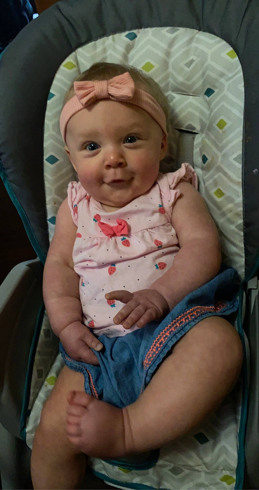 Annmarie joined the competition — help win amazing prizes! baby, baby_products, baby_toddler_clothing, cap, chair, cheek, child, comfort, finger, fun, grass, headwear, lip, mouth, organ, person, pink, sitting, skin, sleeve