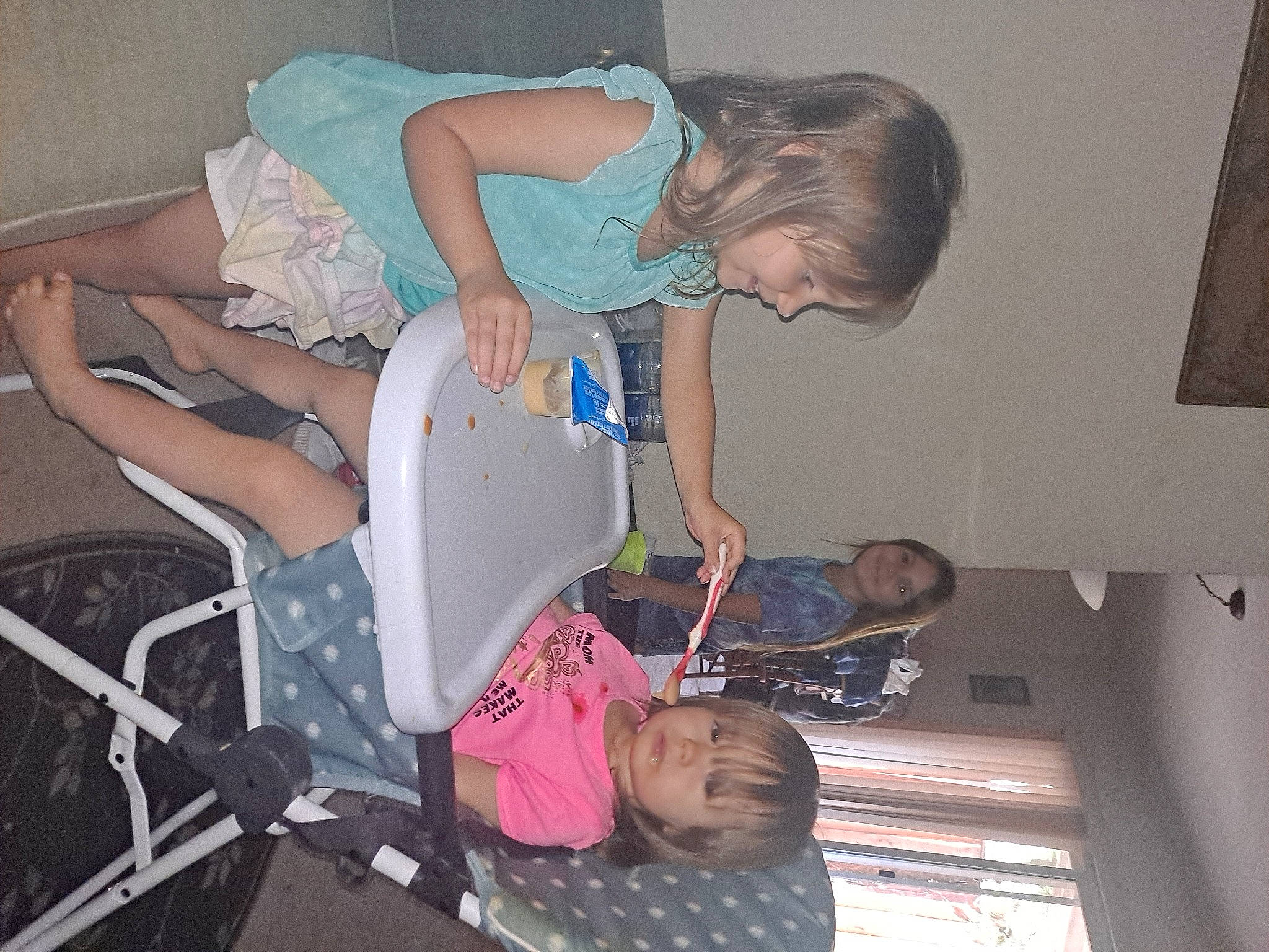 Nevaeh is registered to the contest to win money with this photo: arm, baby, child, comfort, elbow, fun, human_leg, joy, knee, lap, person, room, t_shirt, thigh, toddler, wrist