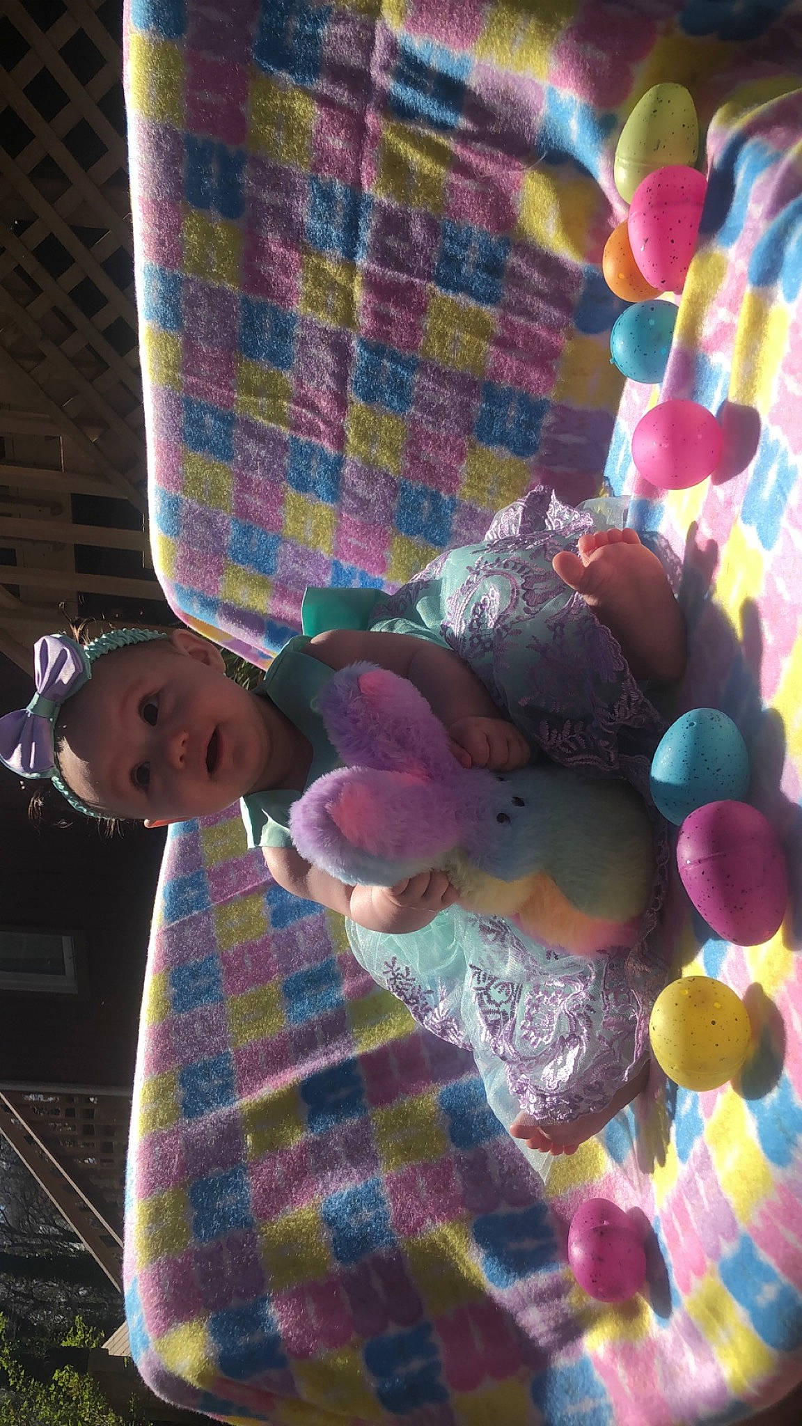 Ellianna joined the competition — help win amazing prizes! baby, baby_toddler_clothing, beauty, child, circle, event, fun, linens, magenta, party_supply, pattern, person, pink, plaid, play, purple, stuffed_toy, tartan, textile, toddler