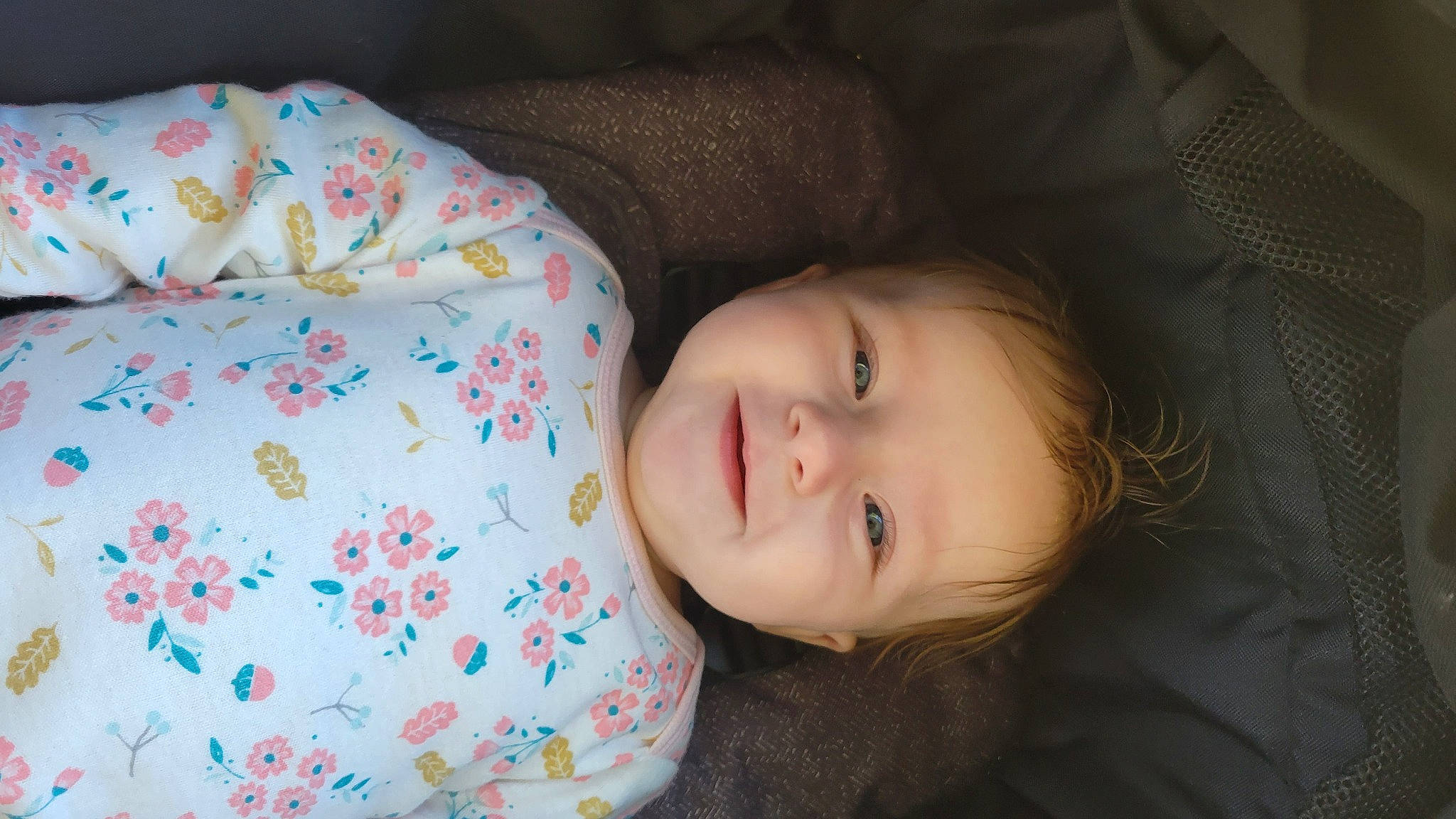 Lydia joined the competition — help win amazing prizes! baby_toddler_clothing, cheek, child, comfort, couch, flash_photography, happy, iris, lip, mammal, nose, pattern, person, portrait_photography, sitting, skin, sleeve, smile, toddler, tree
