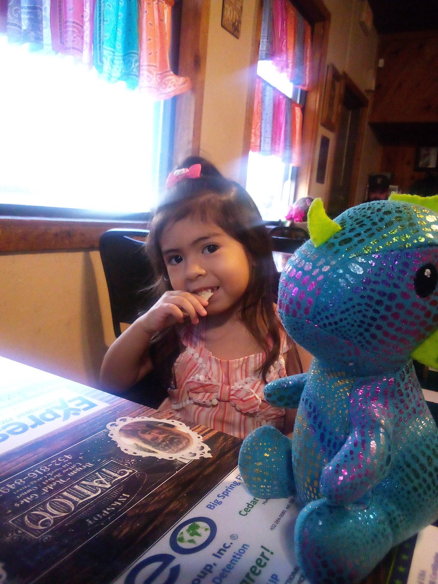 Jazmin joined the competition — help win amazing prizes! child, curtain, event, flooring, fun, happy, joy, leisure, light, magenta, party, person, plush, purple, room, smile, snapshot, stuffed_toy, textile, toddler