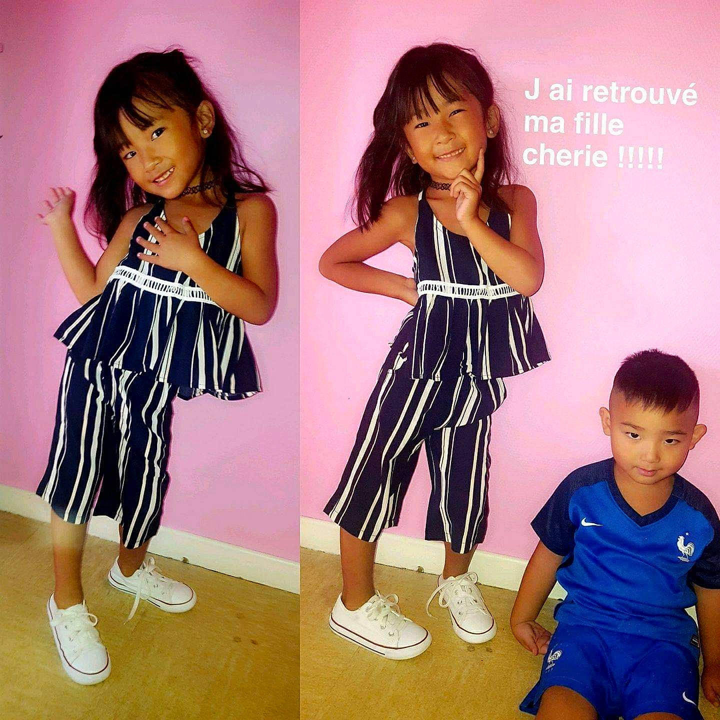 Lana a rejoint le concours — aidez-le/la à gagner de superbes lots ! black_hair, child, child_model, clothing, costume, dress, fashion, fashion_design, footwear, gesture, joy, knee, leggings, pattern, person, shoe, shoulder, style, t_shirt, toddler