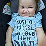 Eleanor is registered to the contest to win money with this photo: apparel, baby, blue_clothing, car_seat, child, chubby_cheeks, closeup, cute, face, happy, indoor, infant, love, onesie, person, portrait, rosy_cheeks, safety_warning, sitting, smile