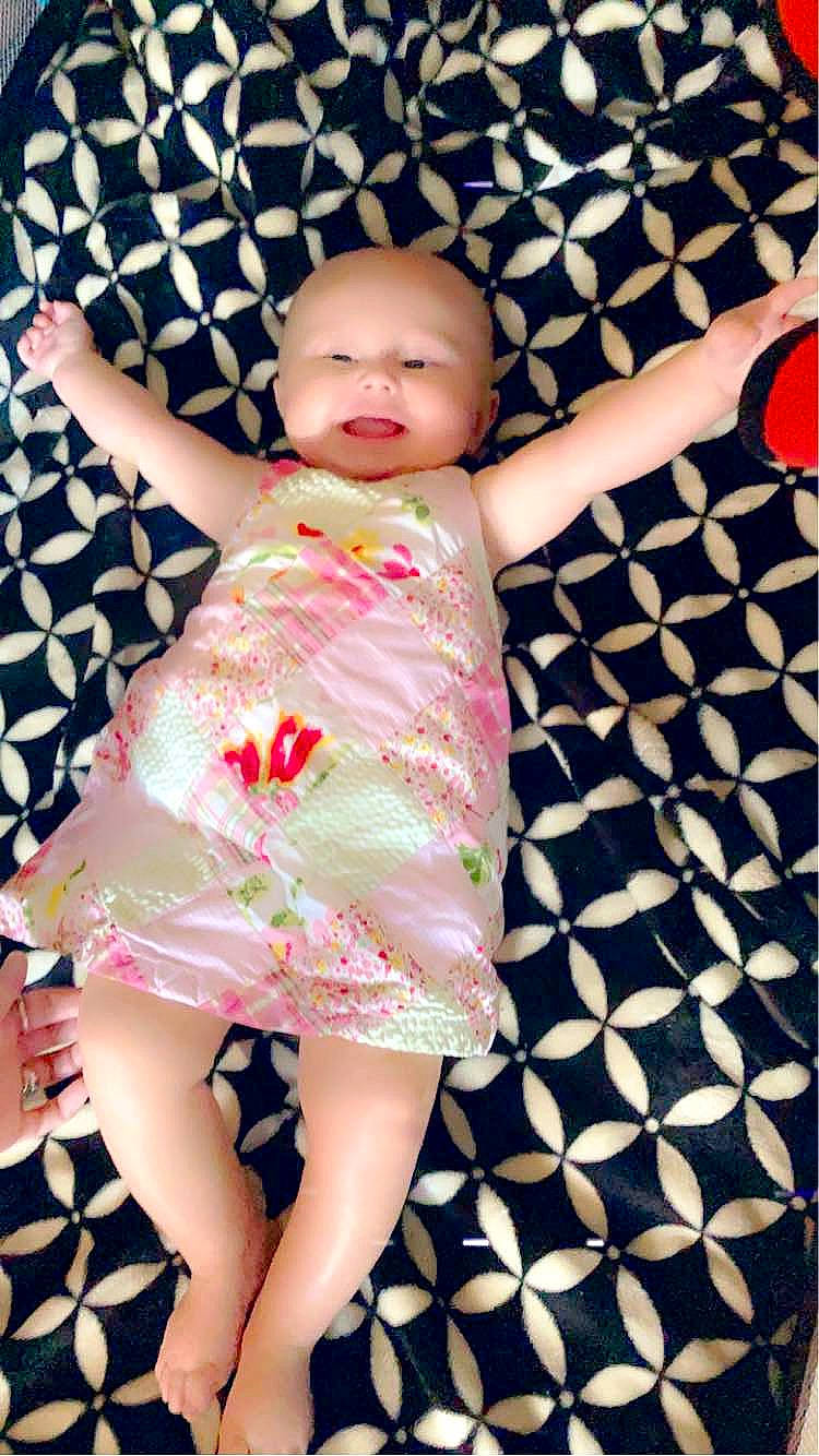 Layla Grace joined the competition — help win amazing prizes! baby, child, child_model, clothing, dress, headwear, pattern, person, pink, toddler