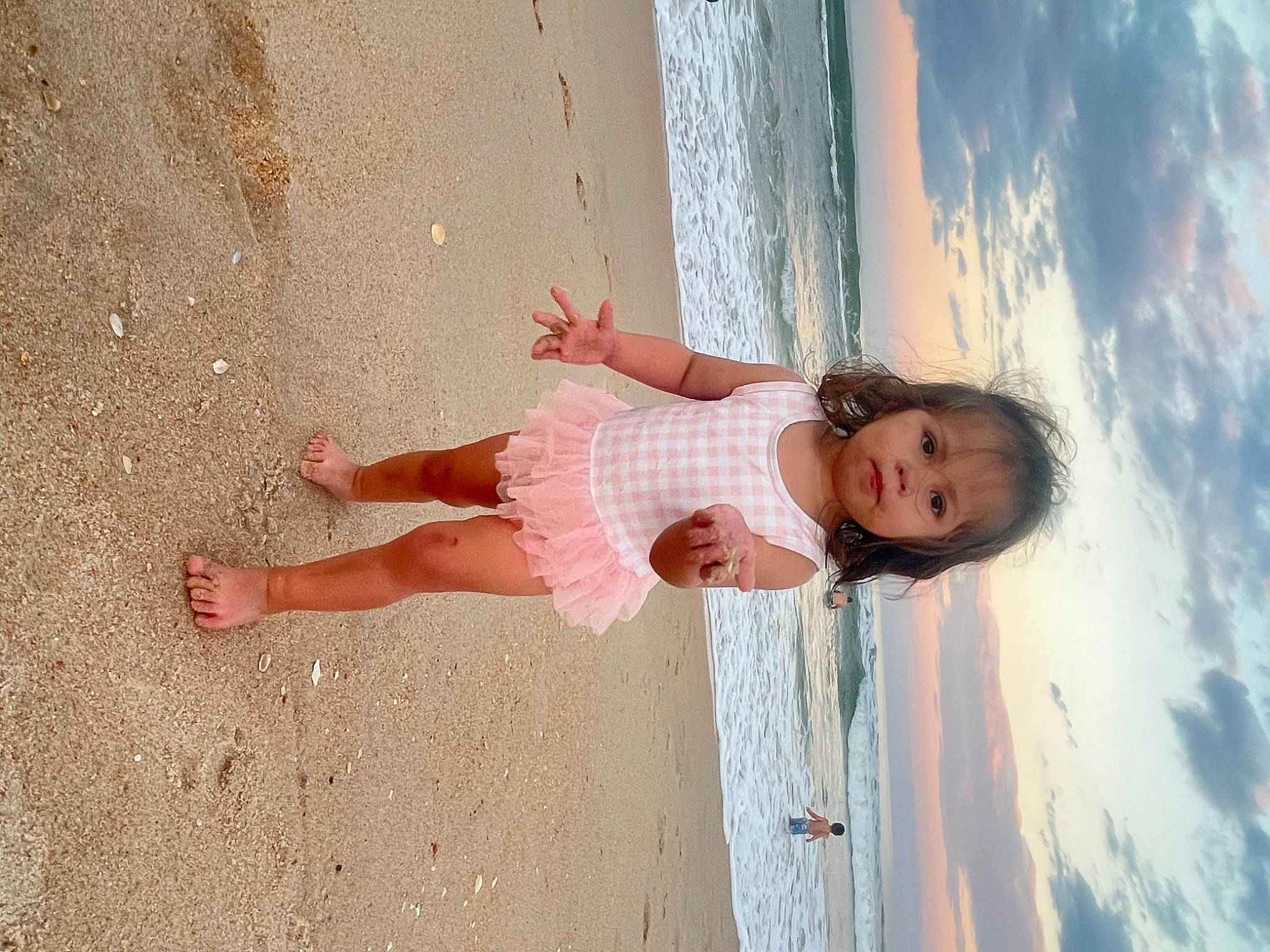 Collette is registered to the contest to win money with this photo: barefoot, beach, cloud, dress, flash_photography, fun, happy, human_body, human_leg, leg, leisure, people_in_nature, people_on_beach, person, skin, sky, thigh, toddler, water, window