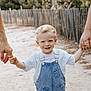 Giovanni participe au concours pour gagner de l'argent avec cette photo : child, boy, smiling, holding_hands, overalls, denim, white_shirt, outdoor, path, fence, family, nature, sunny, happy, portrait, people, casual, daylight, blond, cute