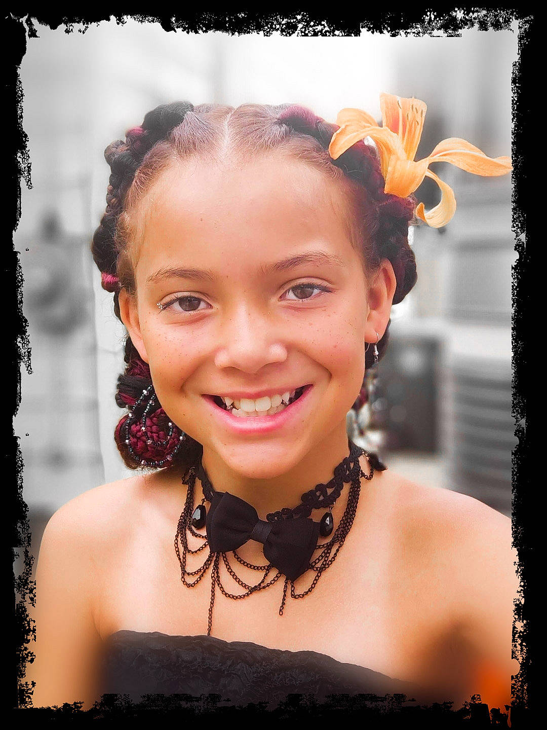 Zoey is registered to the contest to win money with this photo: beauty, chin, eyebrow, eyelash, face, fashion_accessory, forehead, hair, hair_accessory, hairstyle, headpiece, joy, lip, person, photography, skin, smile