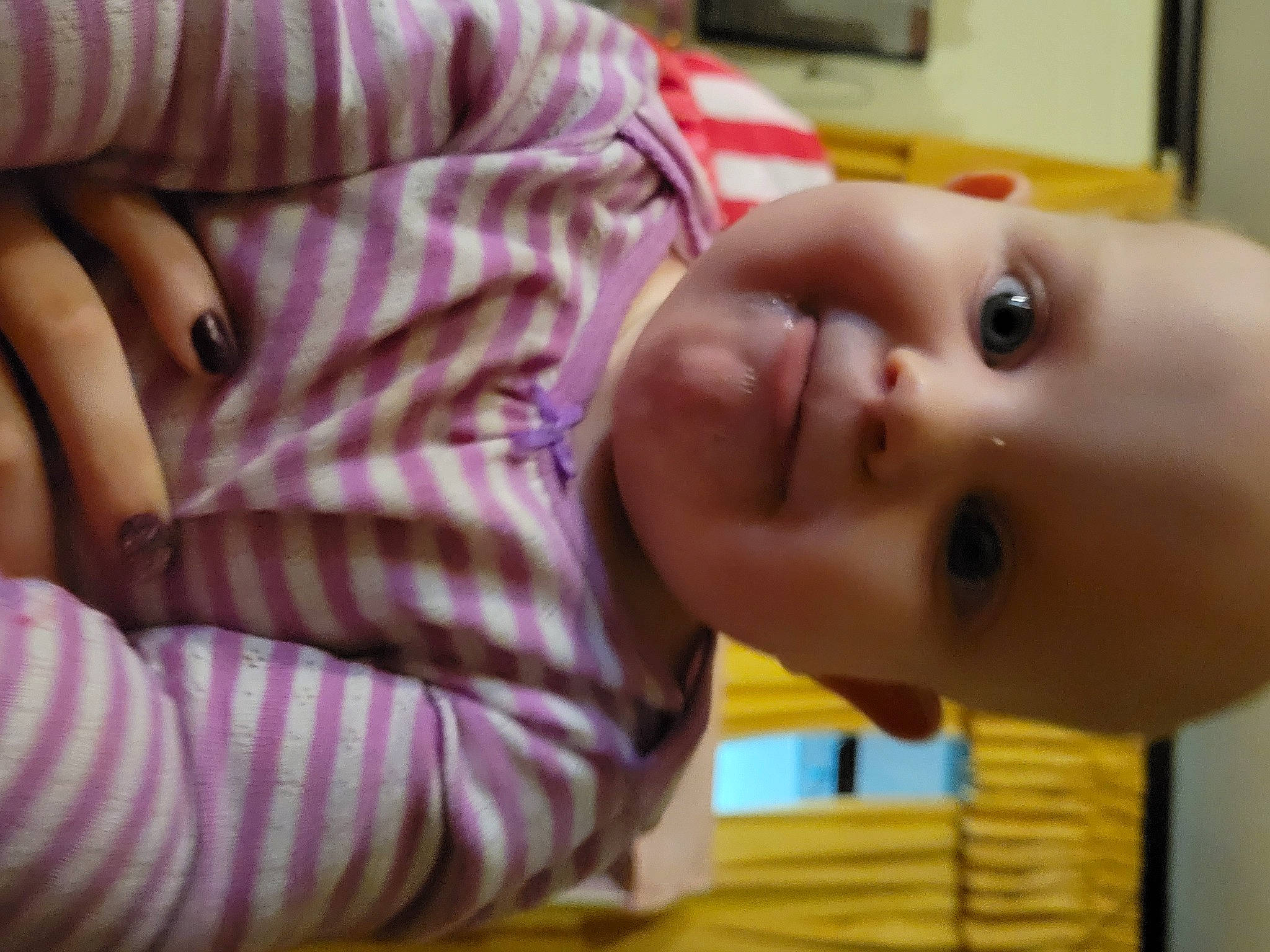 Persephone is registered to the contest to win money with this photo: baby, baby_products, baby_toddler_clothing, cheek, chest, child, comfort, eyelash, finger, fun, happy, lip, mouth, nail, nose, pattern, person, skin, smile, thumb