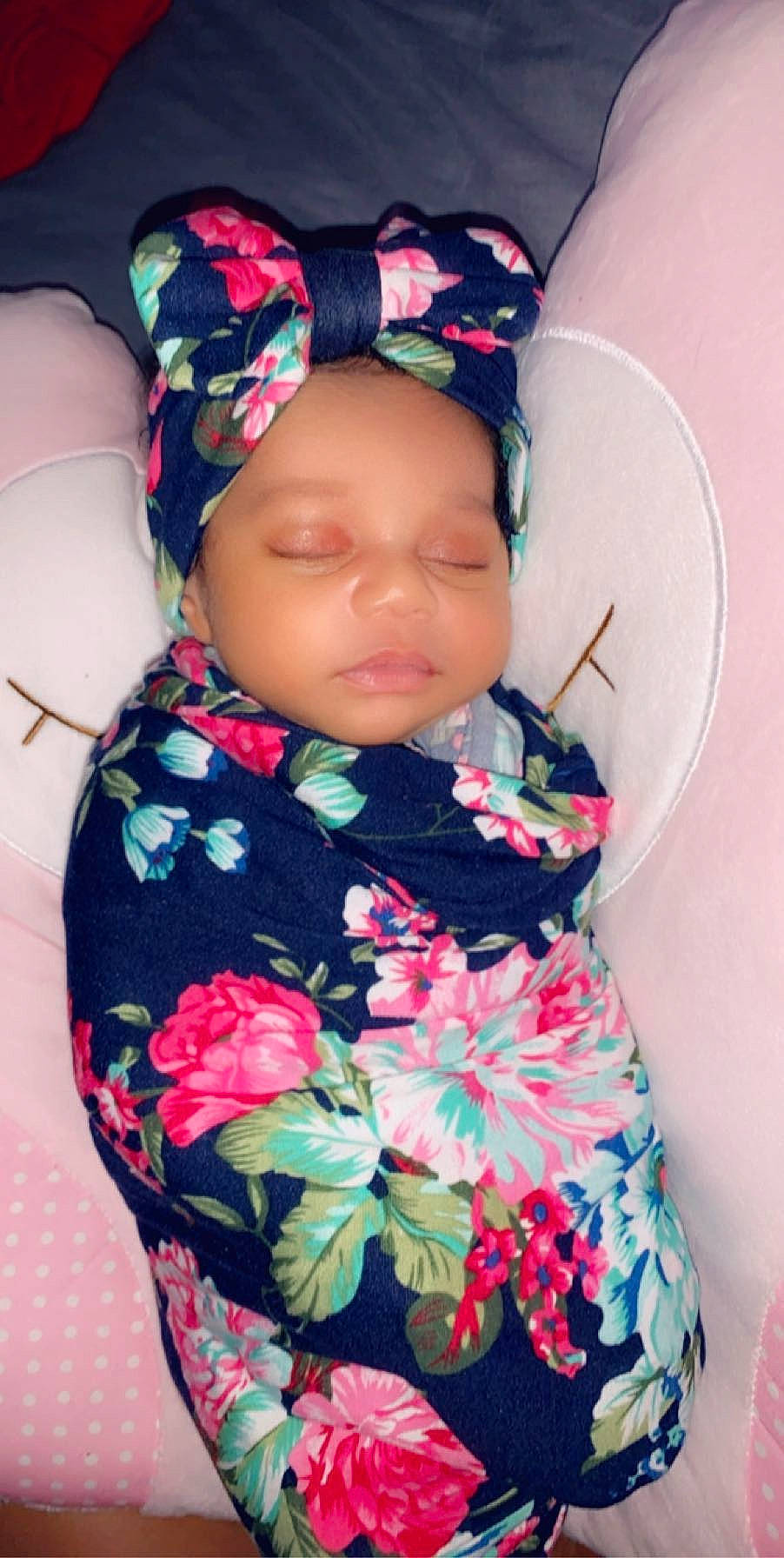 Kehlani joined the competition — help win amazing prizes! baby, baby_products, baby_toddler_clothing, bonnet, child, clothing, headgear, pattern, person, pink, toddler