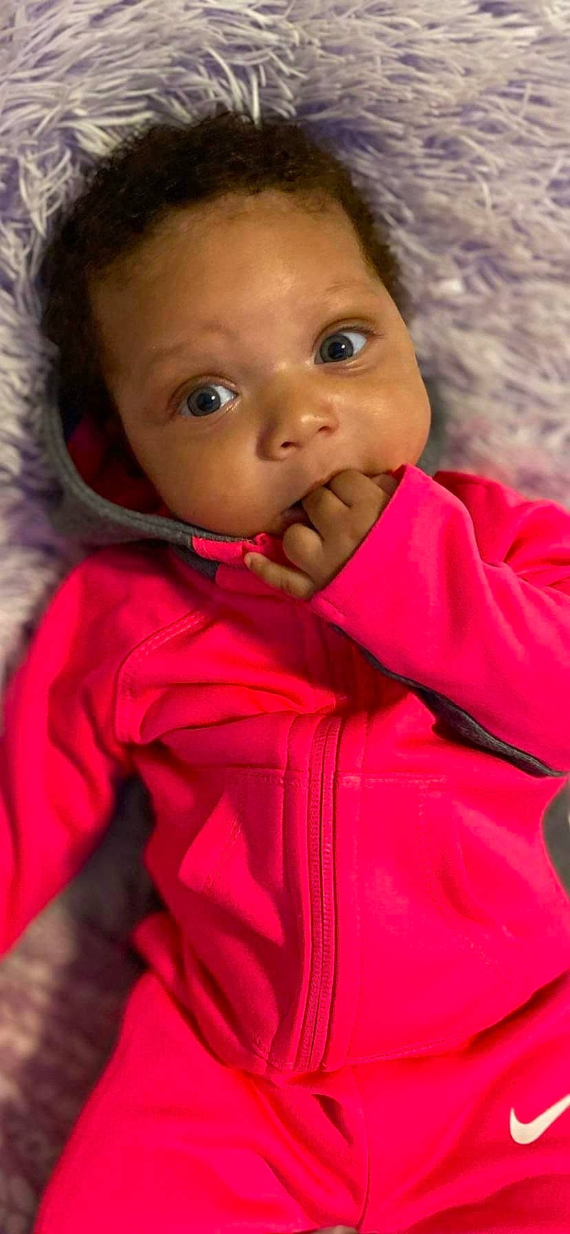 Leilani Jones joined the competition — help win amazing prizes! baby, cheek, child, child_model, eye, face, forehead, head, lip, mouth, nose, outerwear, person, pink, red, skin, smile, toddler