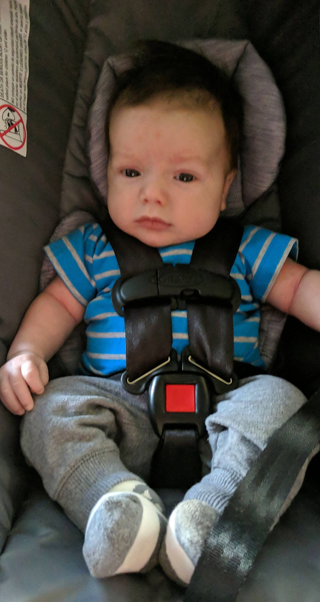Korbin joined the competition — help win amazing prizes! baby, baby_carriage, baby_in_car_seat, baby_products, car_seat, cheek, child, comfort, person, product, seat_belt, toddler