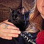 accessories, adult, animal, bodypart, cat, couch, face, female, finger, furniture, hand, head, jewelry, person, pet, photography, portrait, skin, tattoo, woman