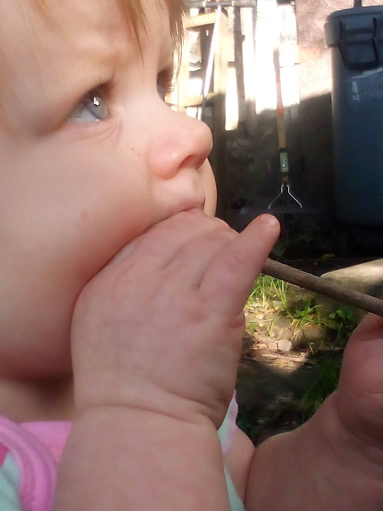 Addy joined the competition — help win amazing prizes! baby, cheek, child, close_up, ear, eyelash, finger, gesture, grass, hand, happy, human_body, lip, mouth, nail, neck, nose, person, skin, thumb
