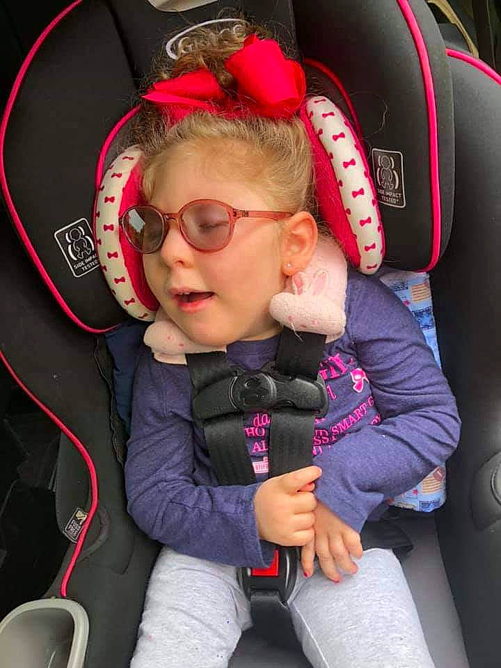Breanna joined the competition — help win amazing prizes! auto_part, baby, baby_carriage, baby_in_car_seat, baby_products, car_seat, car_seat_cover, child, person, pink, product, seat_belt, steering_wheel, toddler