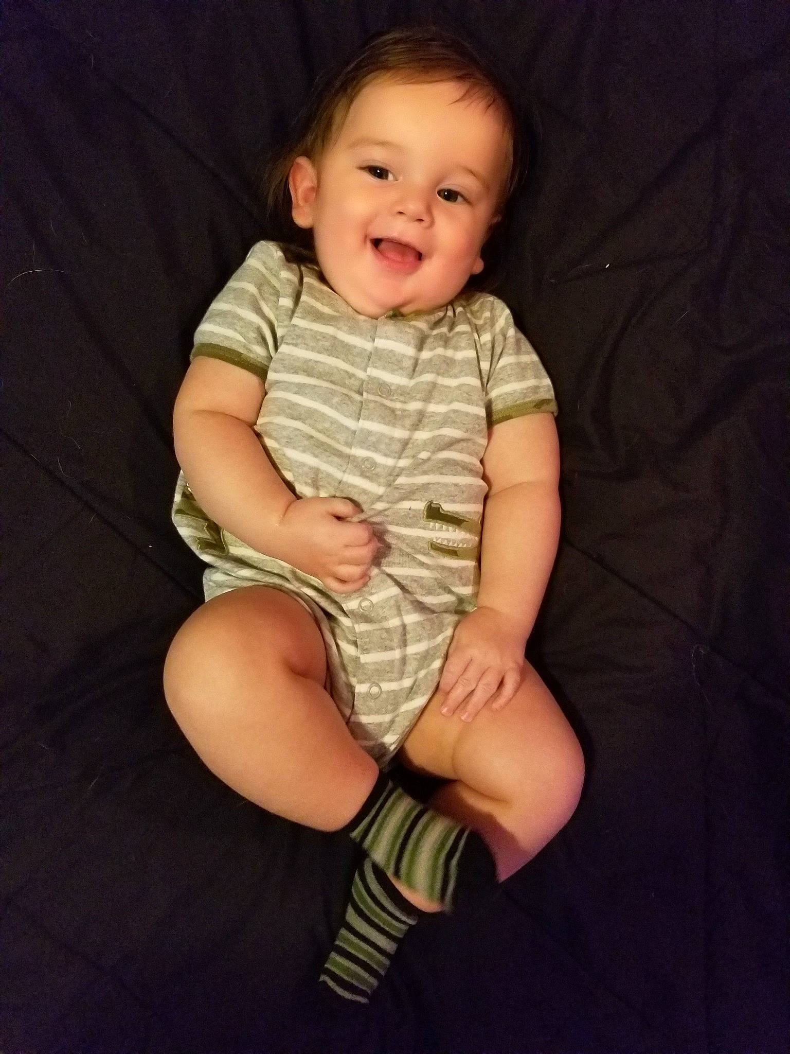 Thatcher joined the competition — help win amazing prizes! arm, baby, cheek, child, child_model, chin, design, face, finger, footwear, hand, head, knee, leg, pattern, person, sitting, skin, smile, thigh