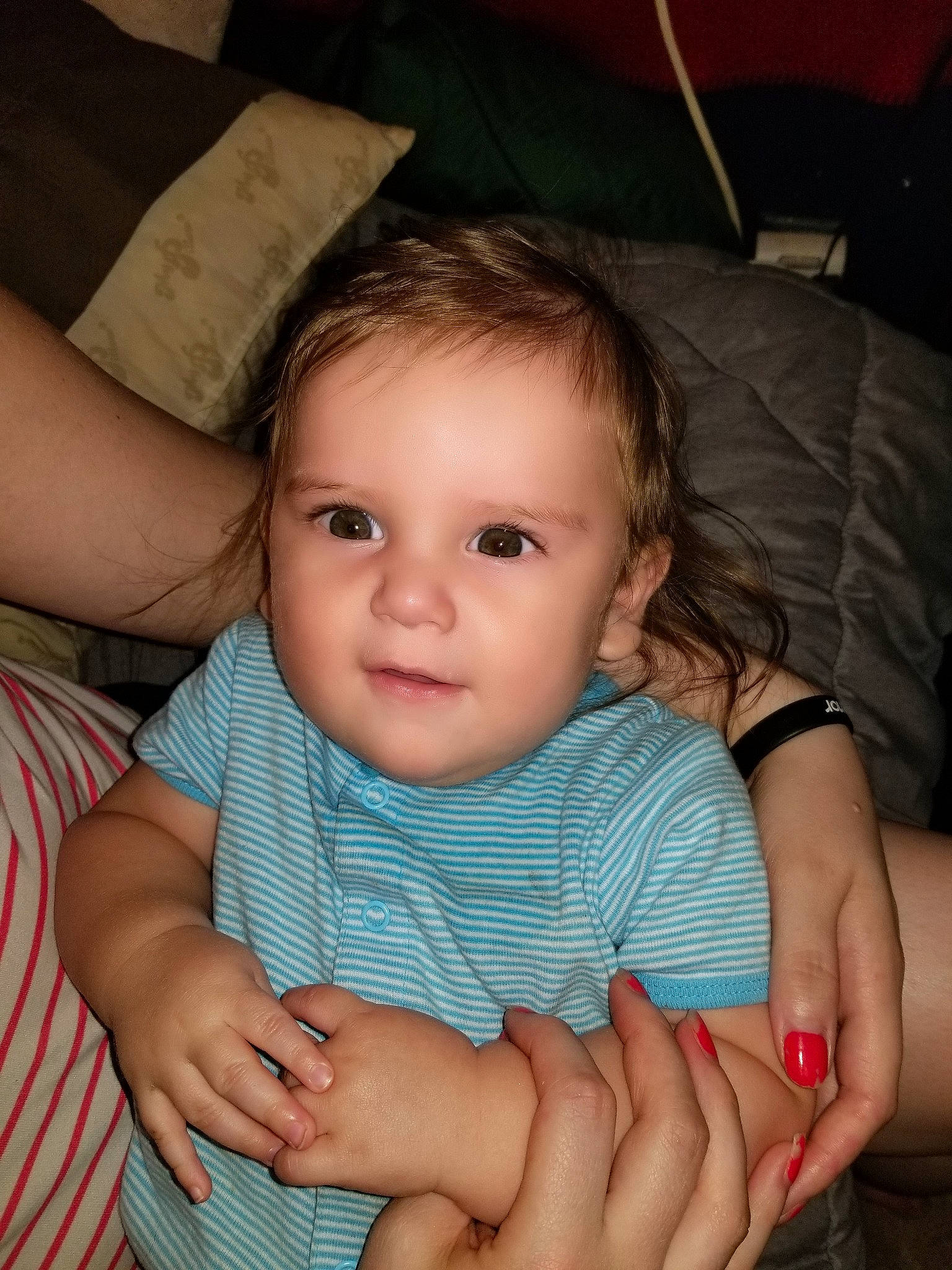 Thatcher joined the competition — help win amazing prizes! arm, baby, cheek, child, chin, eye, face, finger, fun, hand, iris, leg, lip, mouth, muscle, nose, person, sitting, skin, thumb