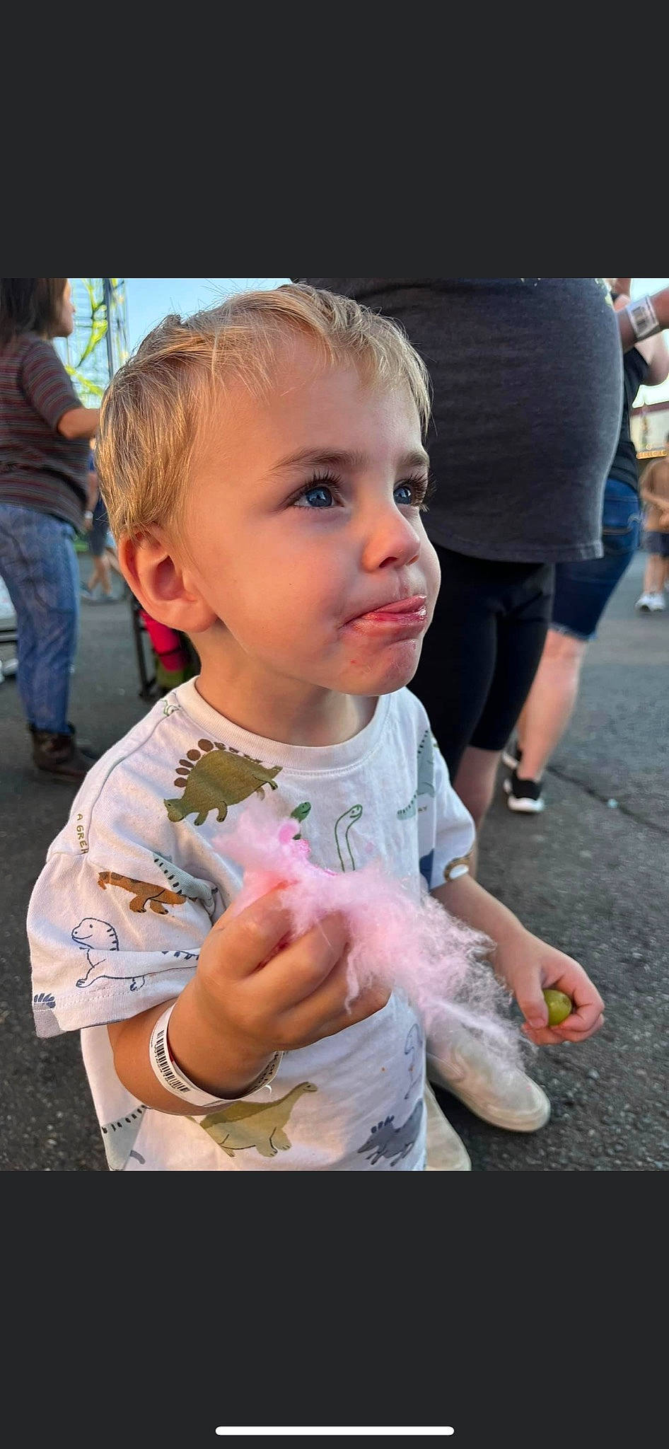 Easton joined the competition — help win amazing prizes! baby, child, event, finger, fun, hairstyle, happy, human_leg, person, pink, public_event, shoe, shorts, sitting, skin, slipper, t_shirt, thumb, toddler, vacation