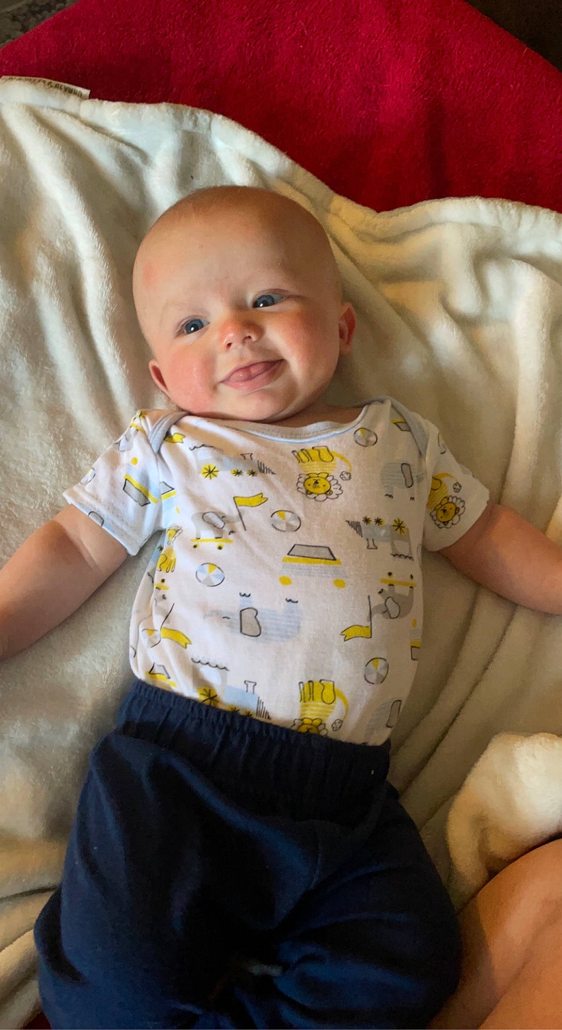 Greyson joined the competition — help win amazing prizes! baby, baby_toddler_clothing, cheek, child, chin, comfort, eye, face, facial_expression, finger, happy, head, iris, neck, person, product, skin, sleeve, smile, stomach