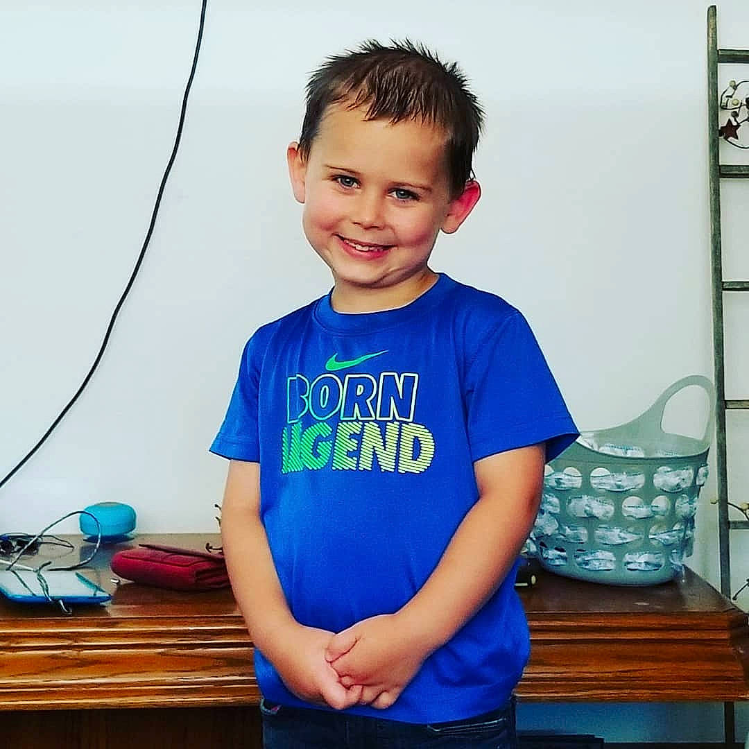 Blaze joined the competition — help win amazing prizes! blue, child, child_model, cool, joy, male, neck, person, play, sleeve, smile, t_shirt, toddler, top, vacation