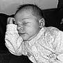 baby, newborn, sleeping, infant, monochrome, onesie, peaceful, portrait, closeup, face, hand, soft, cozy, child, cuteness, resting, human, skin, quiet, indoors