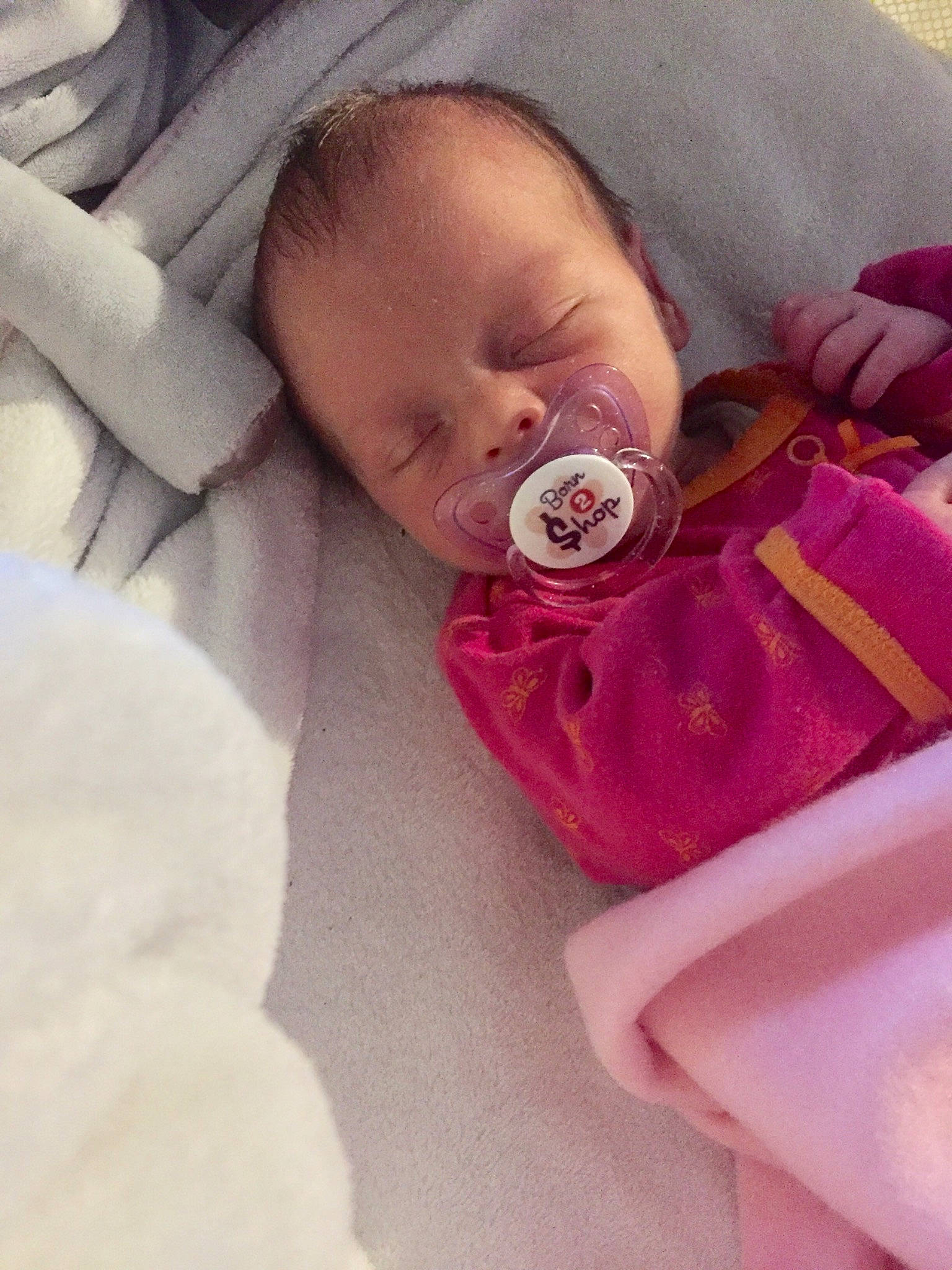 Emmalynn is registered to the contest to win money with this photo: baby, baby_products, baby_sleeping, baby_toddler_clothing, bedtime, child, comfort, linens, nap, person, pink, skin, sleep, stuffed_toy, toddler