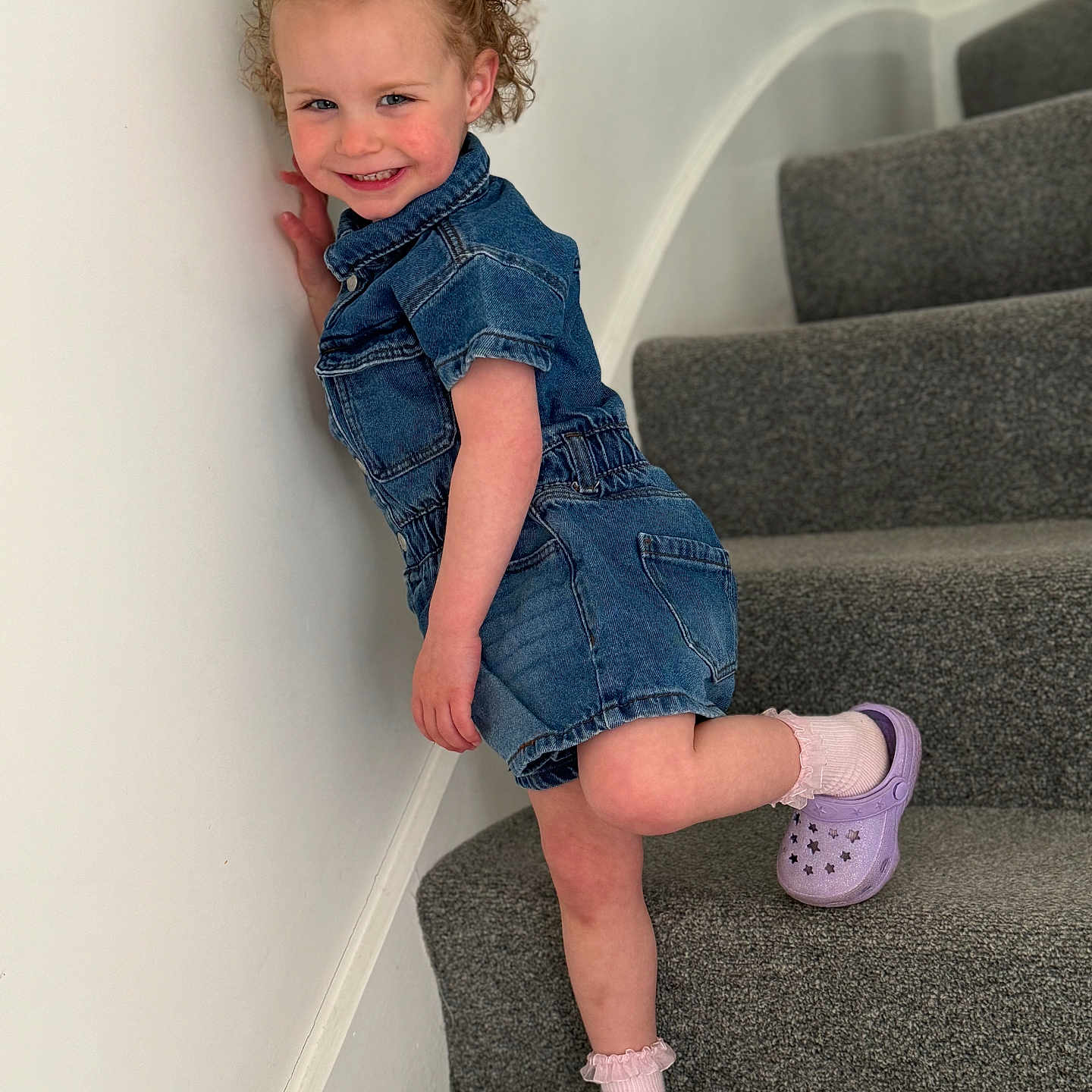 Pippa-Louise joined the competition — help win amazing prizes! architecture, building, child, clothing, face, female, footwear, girl, happy, head, house, housing, jeans, pants, person, shoe, sitting, smile, sneaker, staircase
