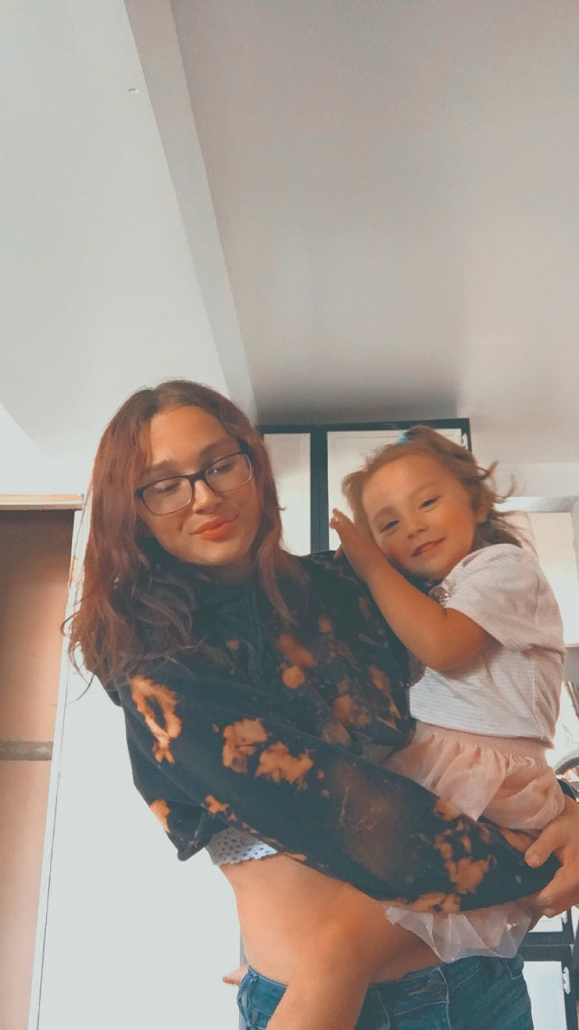 Camila is registered to the contest to win money with this photo: abdomen, baby, birth, black_hair, child, fun, glasses, happy, joy, leg, long_hair, person, selfie, skin, smile, stomach, thigh, toddler, trunk