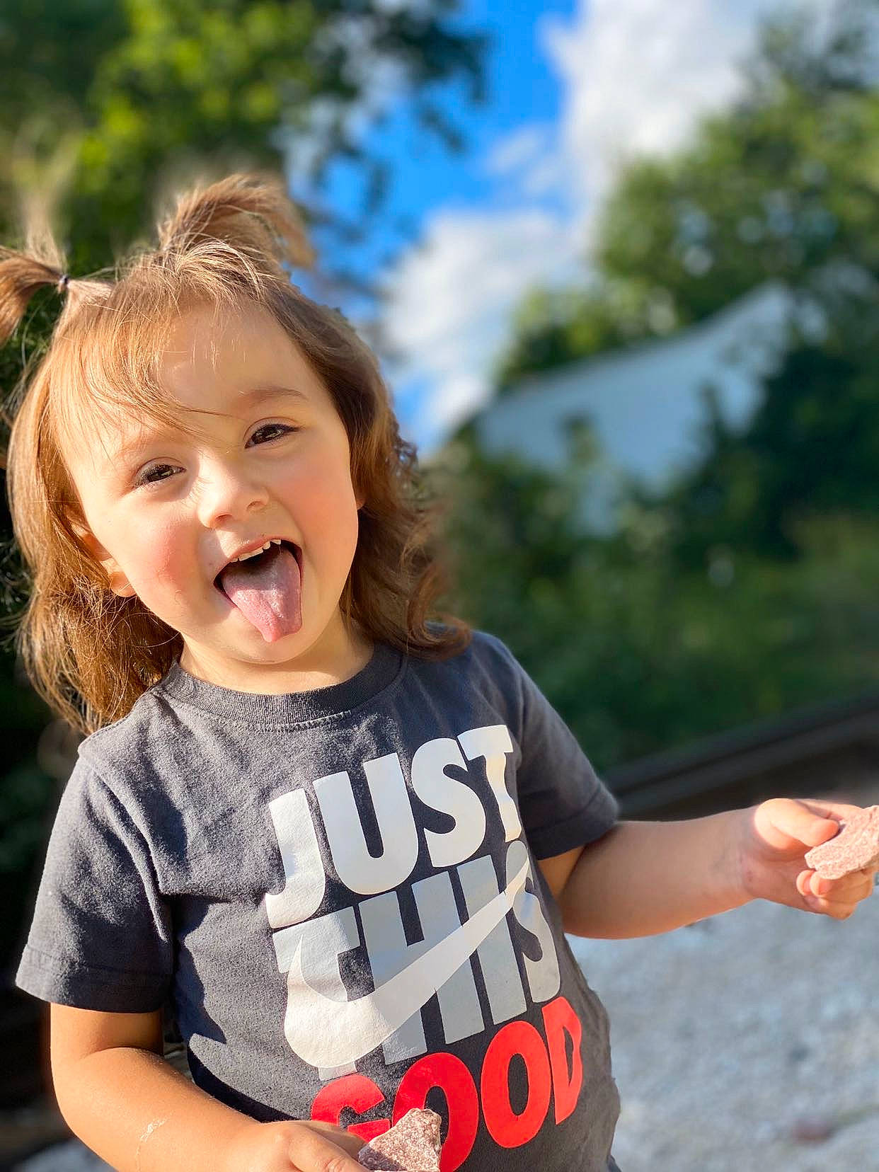 Camila joined the competition — help win amazing prizes! child, facial_expression, fun, gesture, happy, laugh, leisure, person, photography, play, sleeve, smile, summer, t_shirt, toddler, vacation