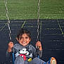 Ezequiel joined the competition — help win amazing prizes! child, swing, playground, smiling, mickey_mouse, sweatshirt, sneakers, grass, chains, outdoor, happy, fun, active, park, feet, clothing, young, person, motion, recreation