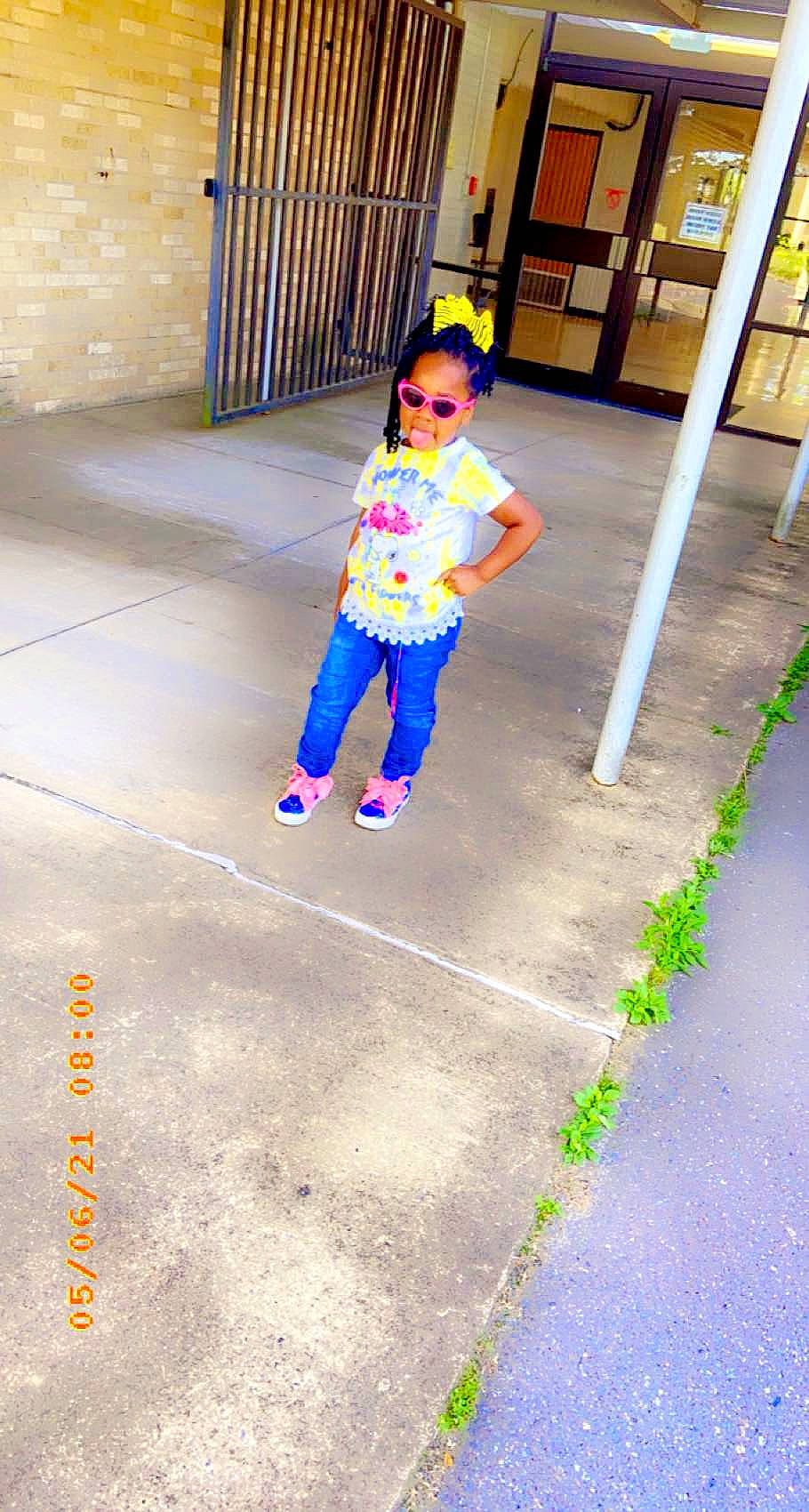 Nevaeh joined the competition — help win amazing prizes! asphalt, child, city, concrete, electric_blue, floor, flooring, fun, happy, leisure, magenta, pedestrian, person, play, recreation, road_surface, sidewalk, street_fashion, toddler, walking