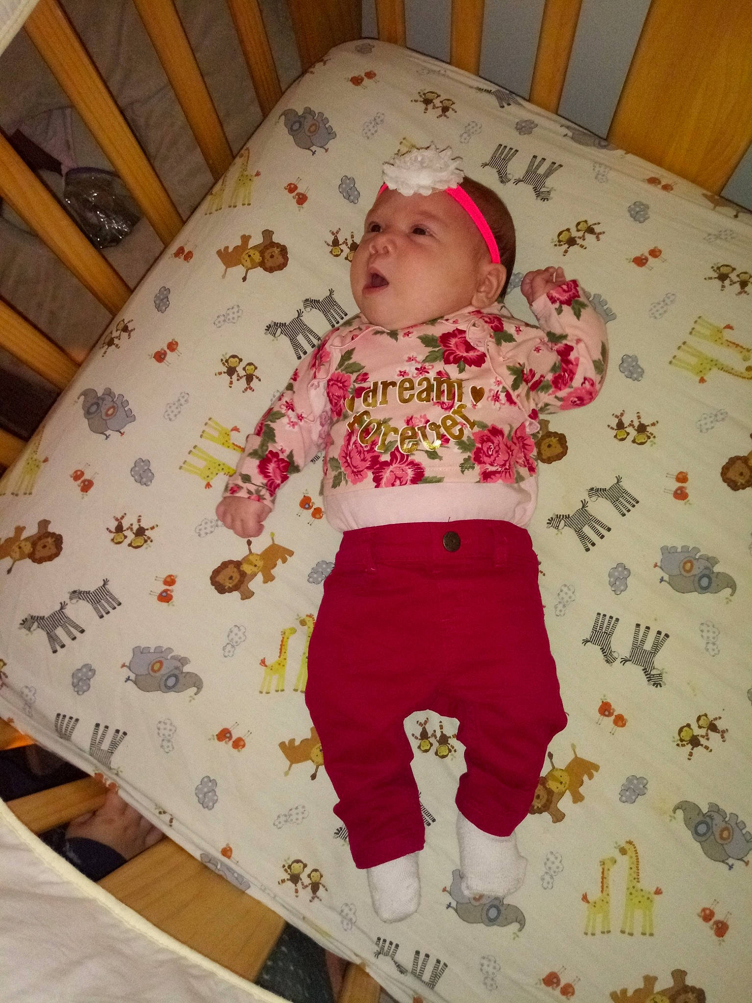 Harlyn joined the competition — help win amazing prizes! baby, baby_toddler_clothing, cheek, child, headwear, linens, nap_mat, pattern, person, pink, play, product, skin, textile, toddler