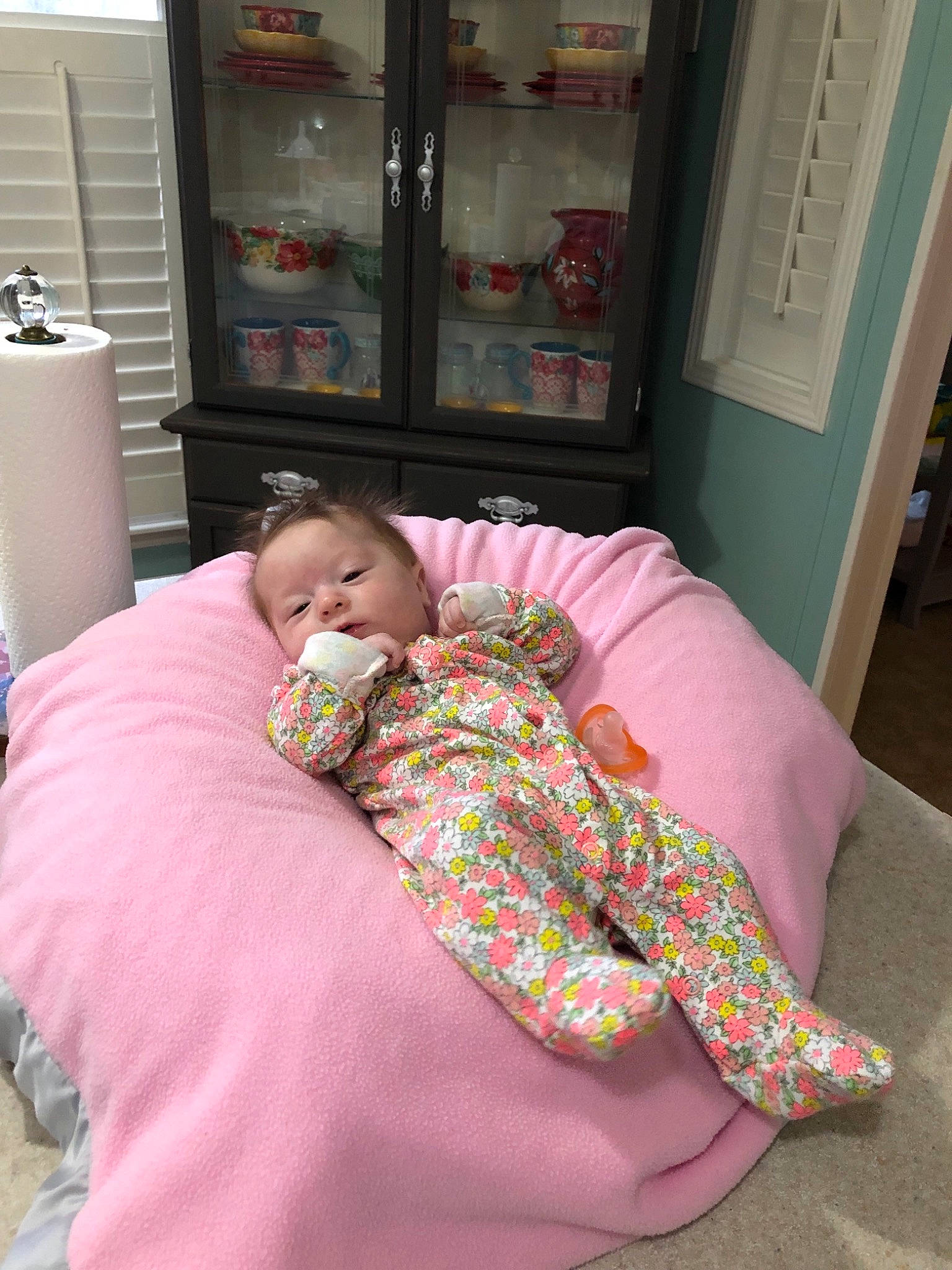Scarlett joined the competition — help win amazing prizes! baby, bed_sheet, bedding, blanket, child, furniture, linens, person, pink, room, textile, toddler
