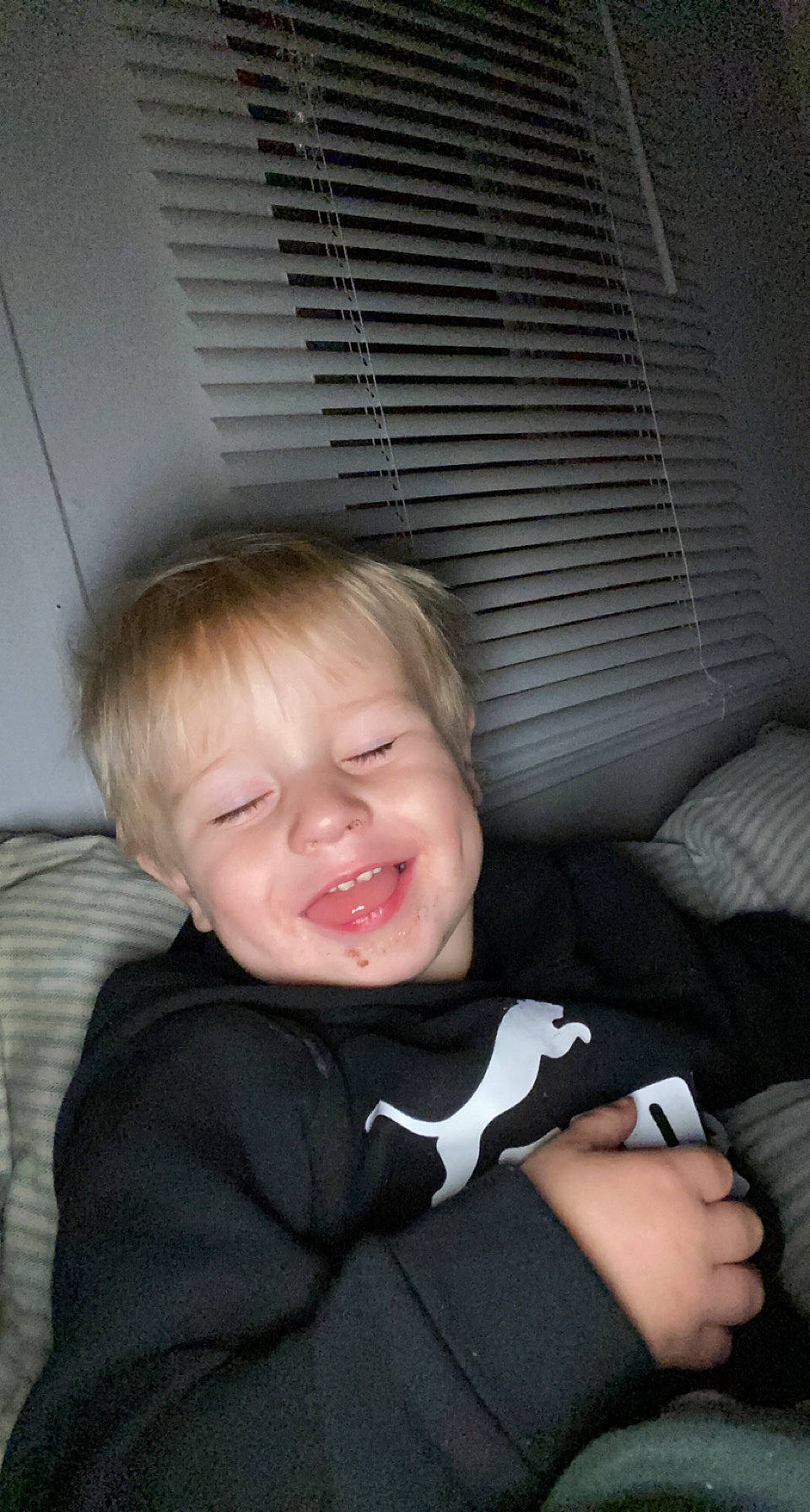 Hayden is registered to the contest to win money with this photo: baby, baby_toddler_clothing, cheek, child, collar, comfort, eye, face, finger, flash_photography, gesture, head, joy, mammal, nose, organ, person, sitting, skin, sleeve