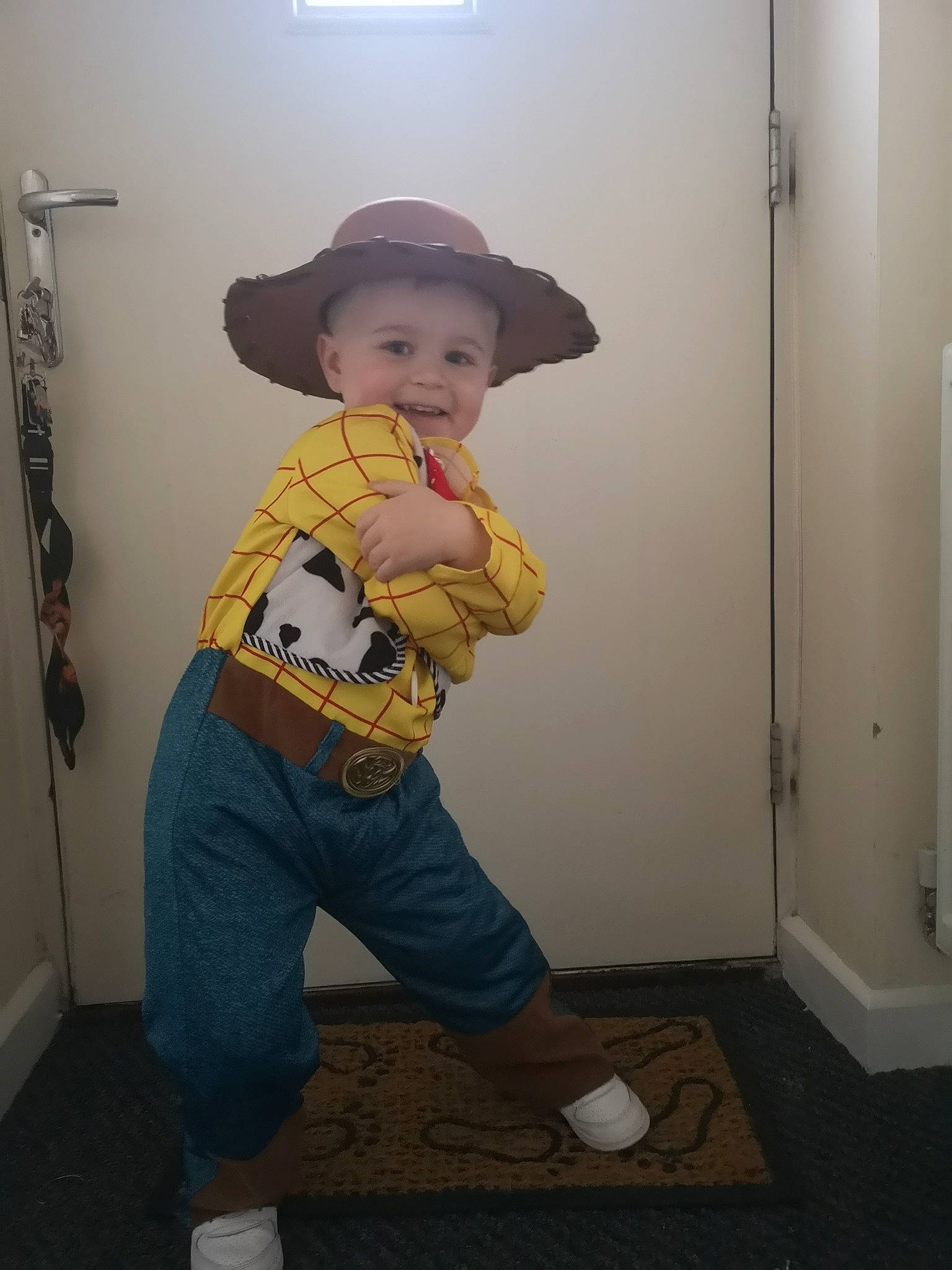 Rogan is registered to the contest to win money with this photo: child, costume, headwear, person, standing, toddler