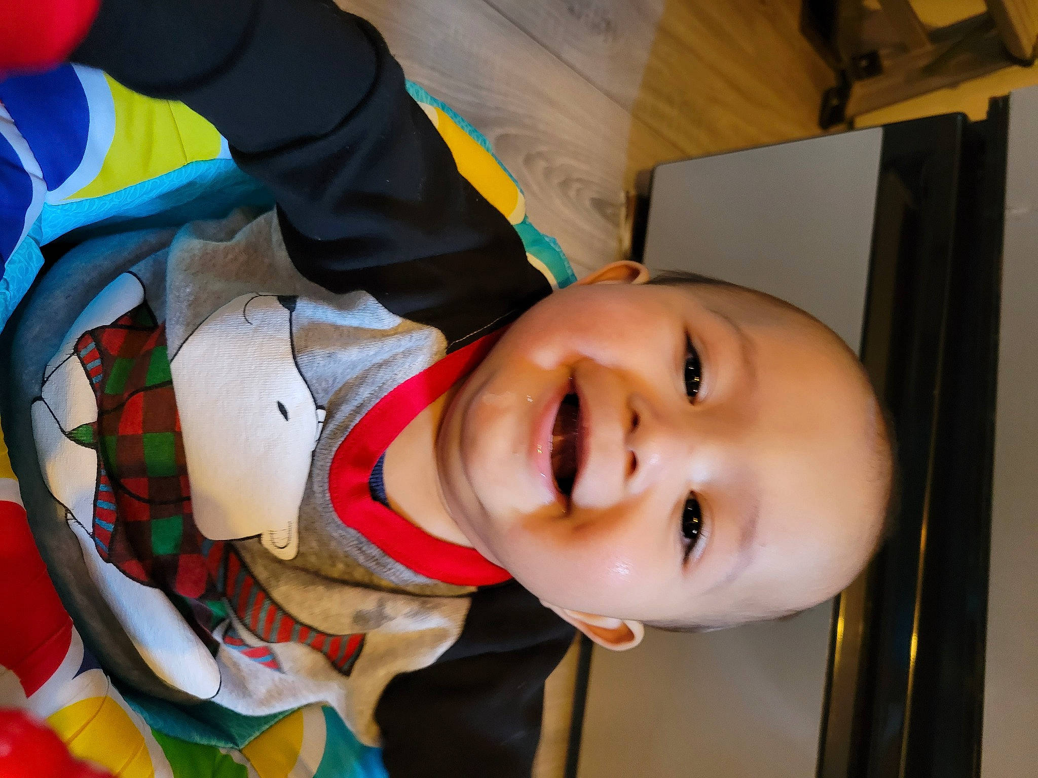 Keegan joined the competition — help win amazing prizes! baby, baby_laughing, baby_products, baby_toddler_clothing, cheek, child, fun, happy, laugh, mouth, nose, person, room, smile, toddler, window, wood