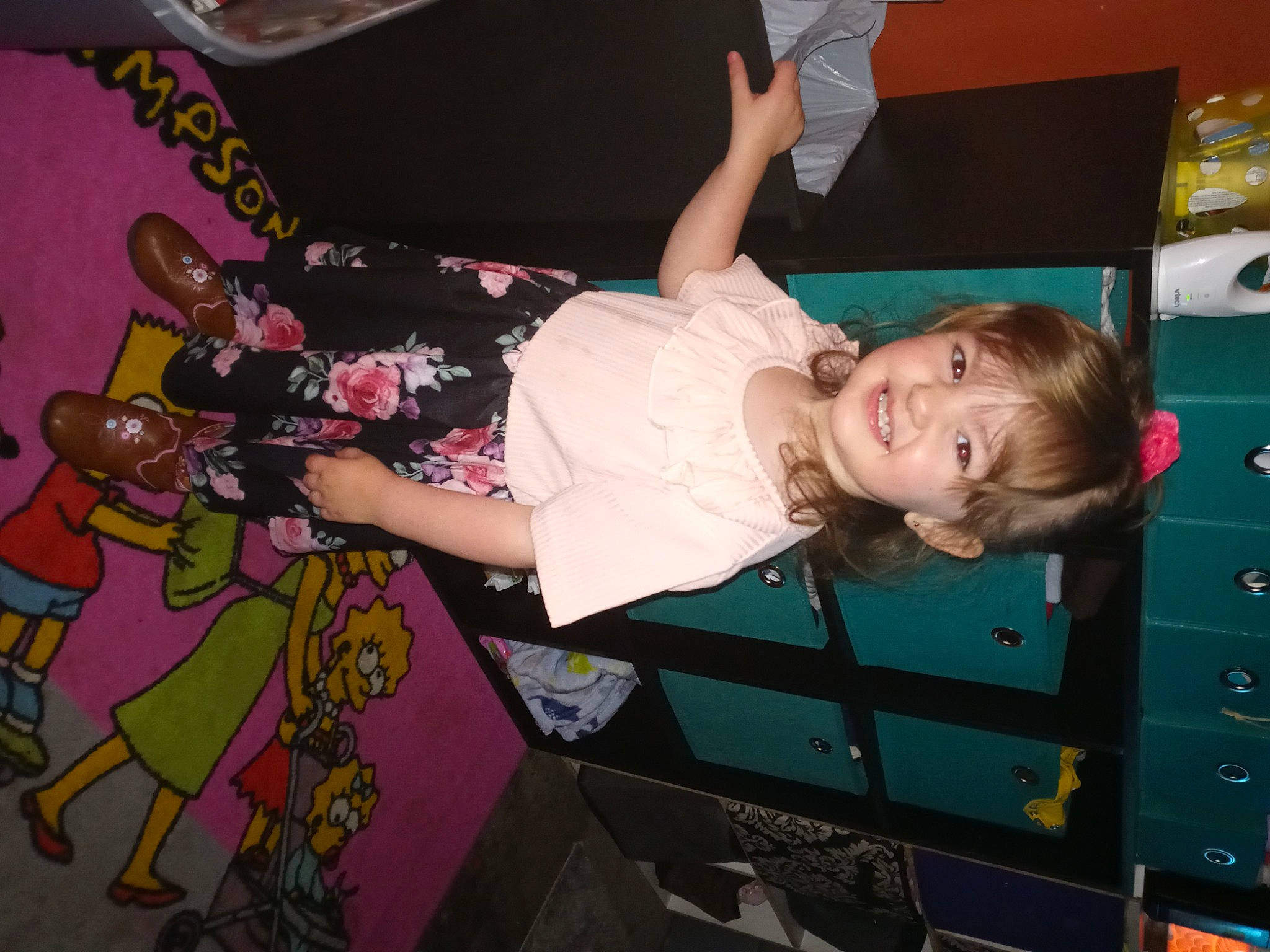 Kynslee Faith is registered to the contest to win money with this photo: artist, child, event, fun, human_leg, joy, leisure, magenta, person, room, smile, t_shirt, thigh, toddler, visual_arts