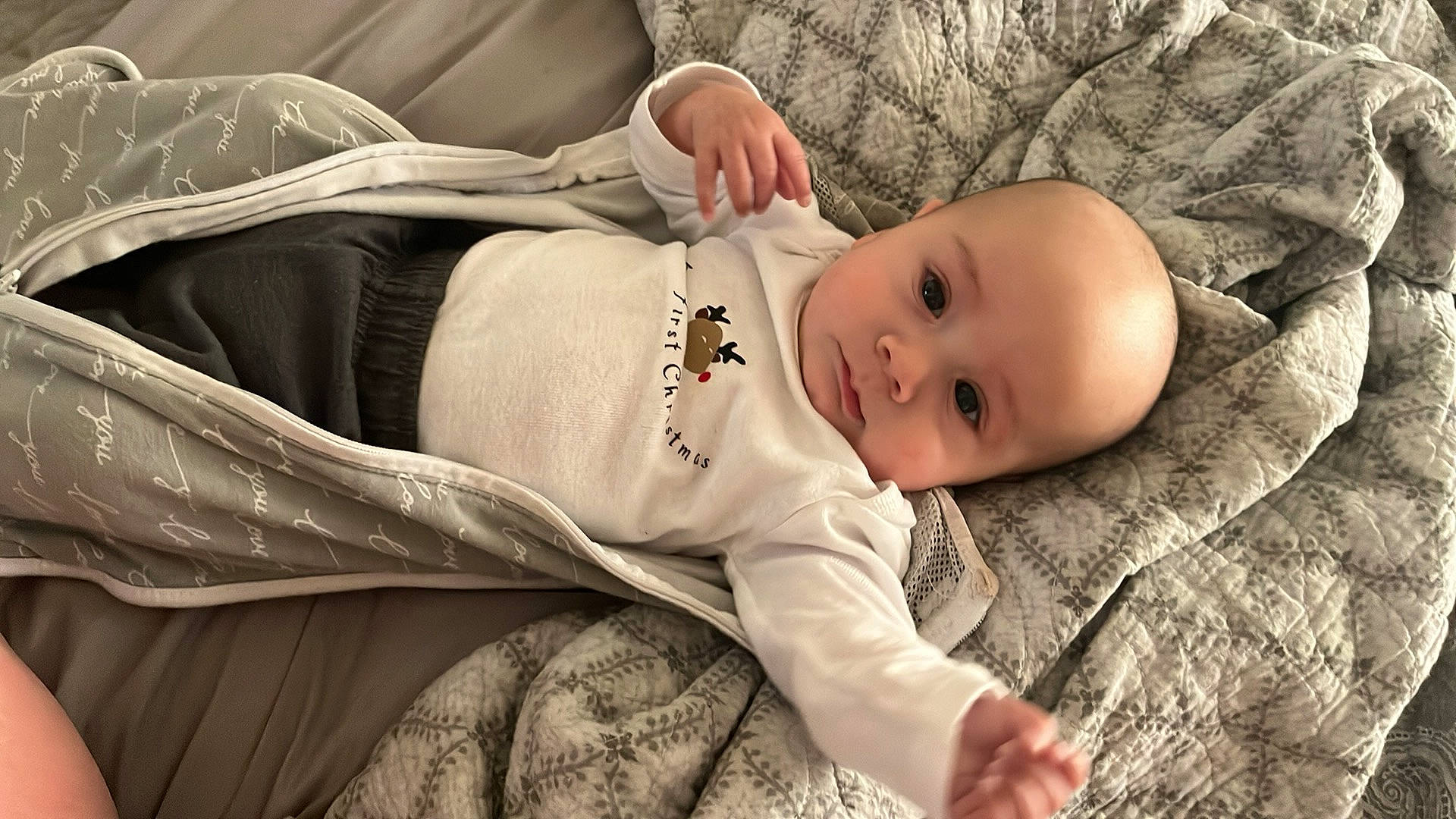 Mateó joined the competition — help win amazing prizes! baby, baby_products, baby_toddler_clothing, cheek, child, comfort, couch, eye, fur, grass, happy, head, linens, person, portrait_photography, room, sitting, sleeve, toddler, tree