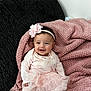 Lilia joined the competition — help win amazing prizes! baby, infant, girl, smile, flower_headband, pink_tutu, bow, blanket, plush_blanket, couch, sitting, portrait, rosy_cheeks, outfit, headband, soft_texture, adorable, happy, indoors, fabric