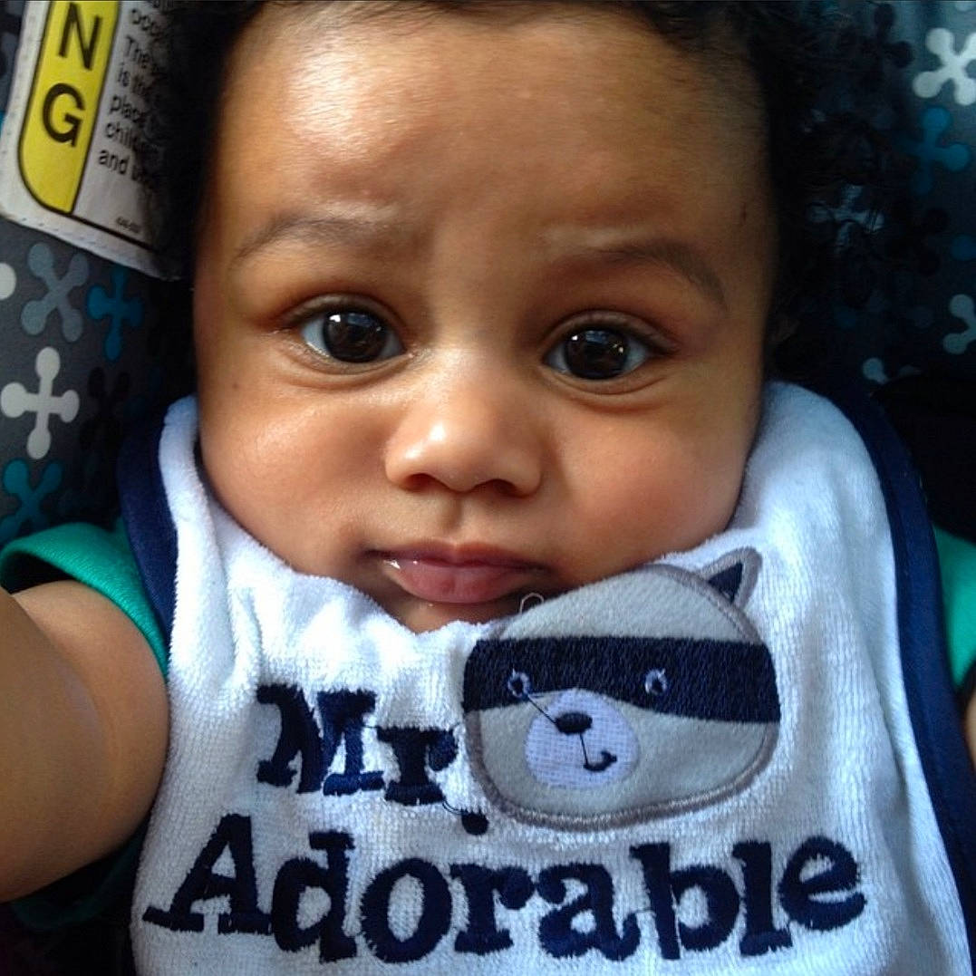 Haiden is registered to the contest to win money with this photo: baby_toddler_clothing, cheek, chin, eye, eyebrow, eyelash, facial_expression, forehead, hairstyle, happy, head, lip, mammal, mouth, nose, organ, person, product, skin, sleeve