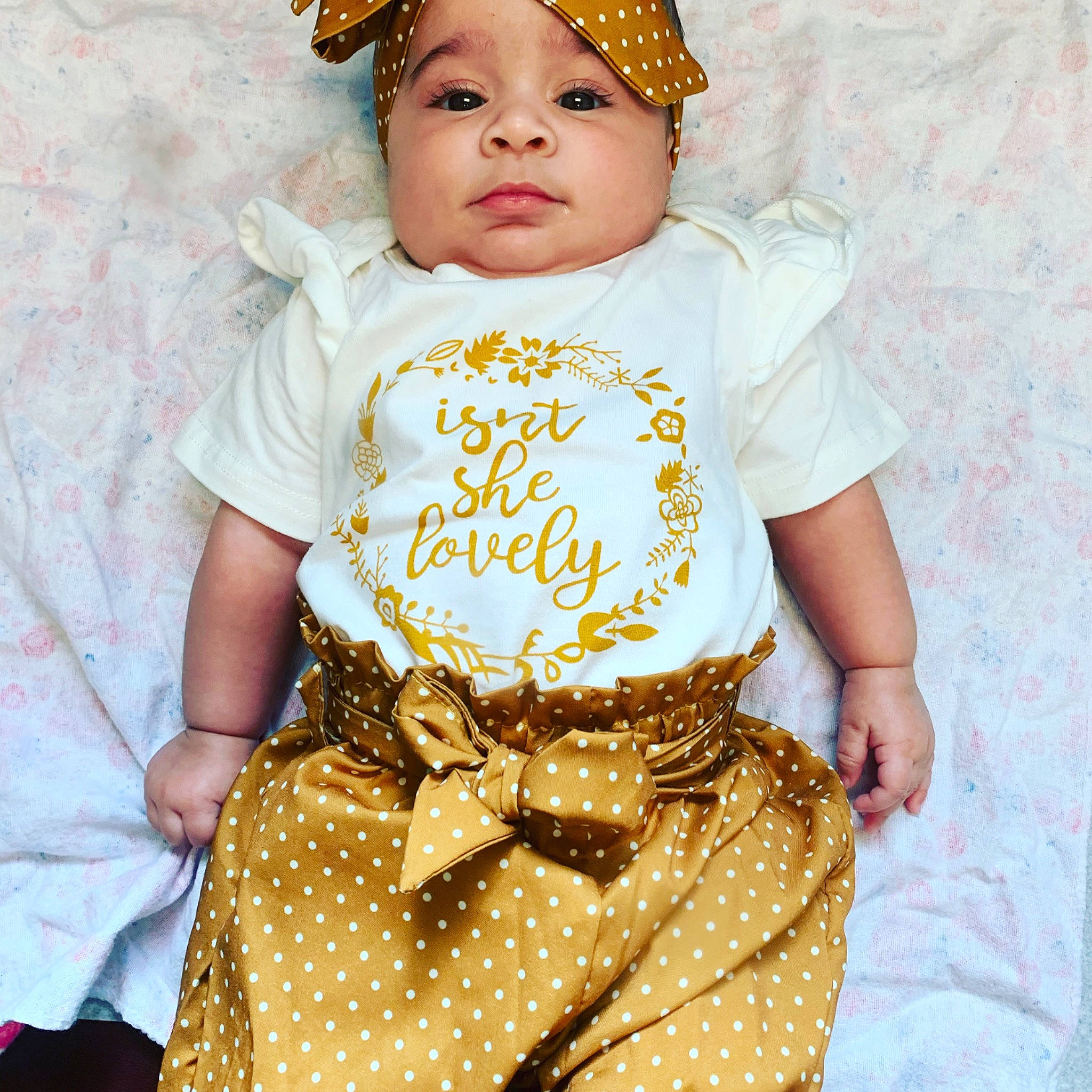 Genniah is registered to the contest to win money with this photo: baby, baby_toddler_clothing, beauty, cap, costume_hat, day_dress, embellishment, fashion_design, green, hairstyle, happy, headwear, one_piece_garment, pattern, person, sleeve, textile, toddler, trunk, waist