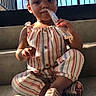 Zariyah joined the competition — help win amazing prizes! blue_sky, casual, child, concrete, curious, daytime, frozen_treat, outdoor, person, playful, portrait, railing, sandals, sitting, stairs, striped_clothing, summer, sunlight, toddler, young_child