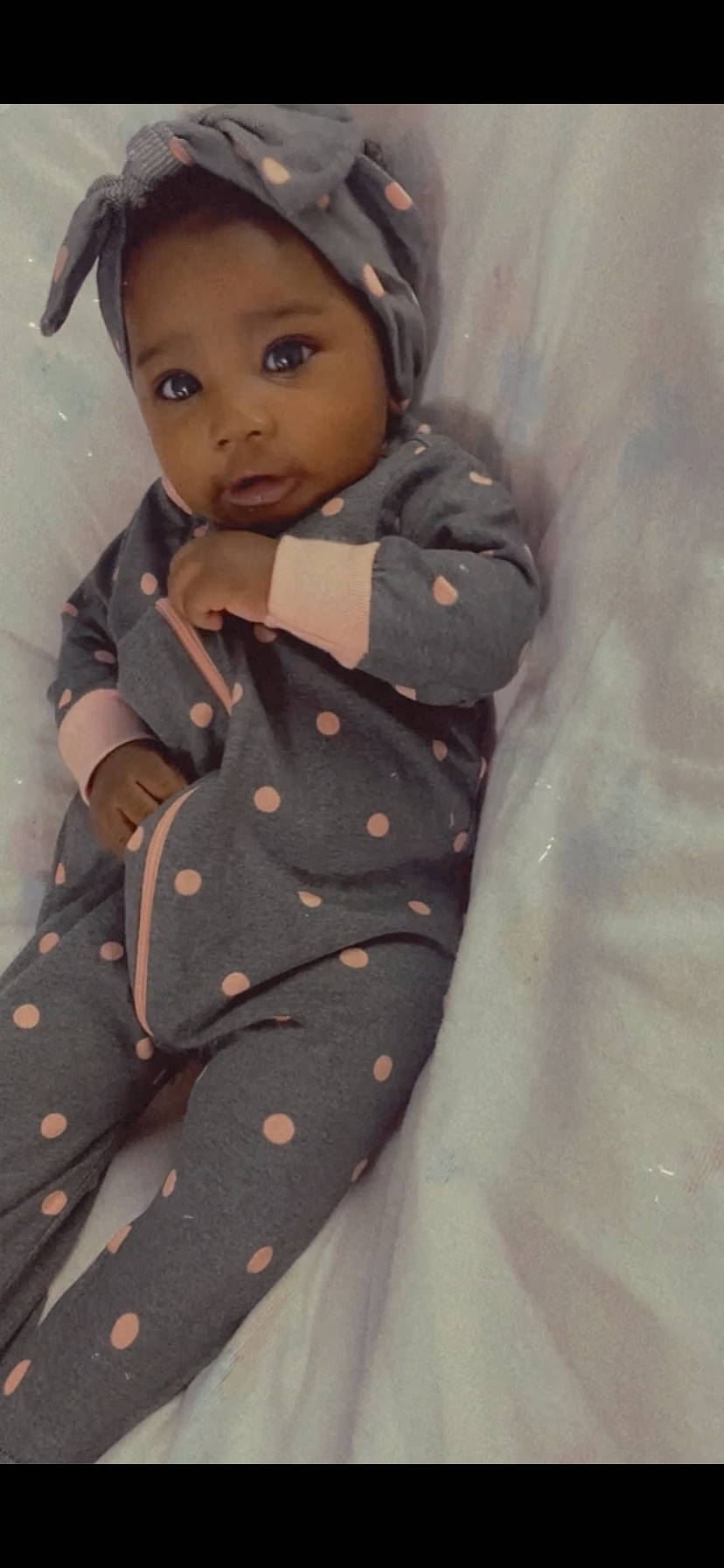 Karmen joined the competition — help win amazing prizes! baby, baby_toddler_clothing, child, dress, face, fashion_design, formal_wear, hairstyle, happy, headwear, linens, lip, nose, pattern, peach, person, portrait_photography, skin, sleeve, toddler