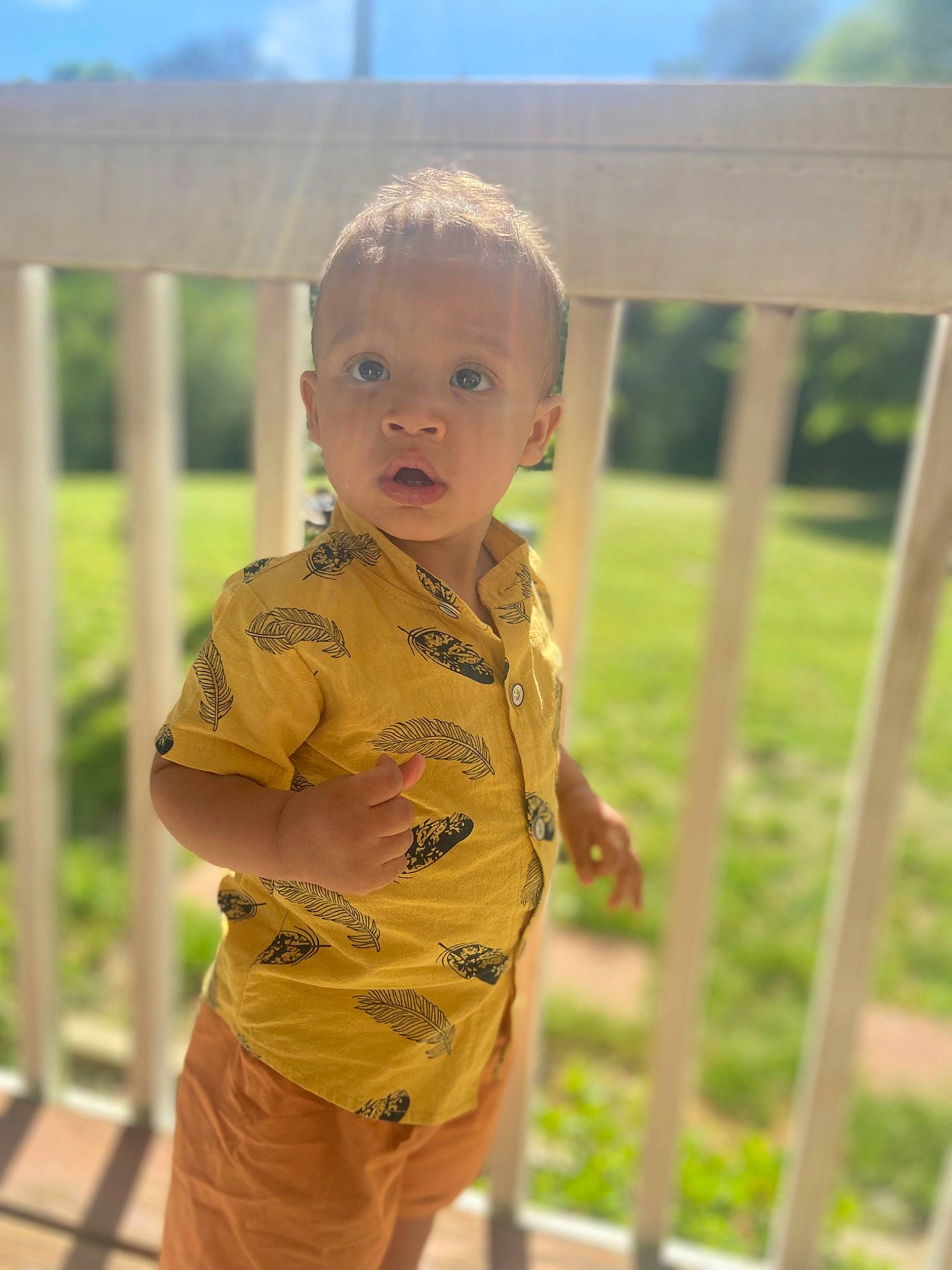 Armoni is registered to the contest to win money with this photo: baby, baby_toddler_clothing, blond, eye, face, fun, grass, grass_family, happy, human_body, leisure, people_in_nature, person, plant, sitting, skin, sky, sleeve, smile, toddler