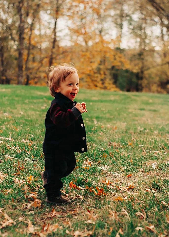 Mason joined the competition — help win amazing prizes! autumn, blond, child, deciduous, forest, grass, leaf, people, people_in_nature, person, photograph, photography, plant, portrait_photography, red, standing, sunlight, toddler, tree, winter