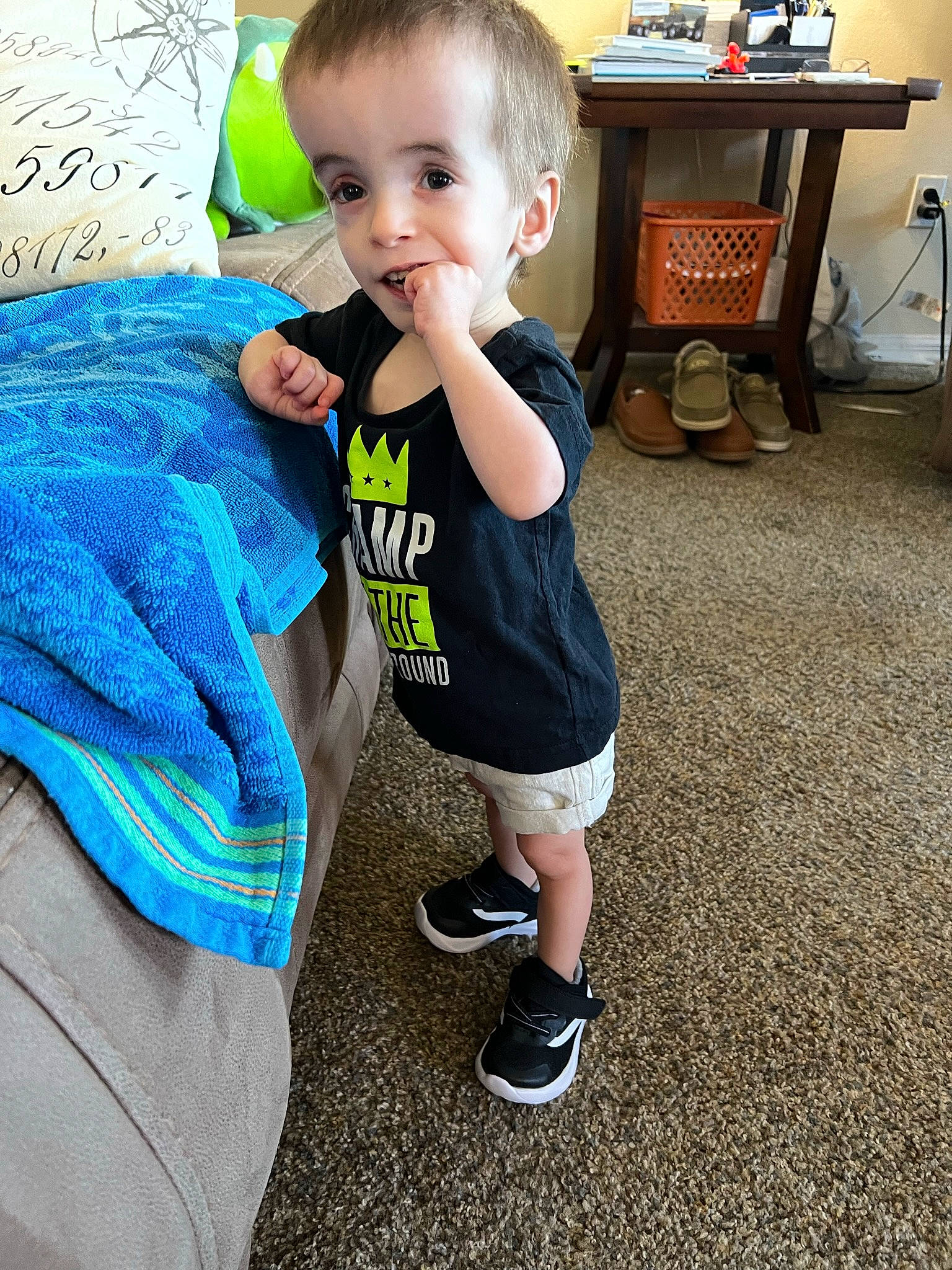 Nathan joined the competition — help win amazing prizes! baby_toddler_clothing, child, electric_blue, event, flooring, fun, hairstyle, happy, leg, pattern, person, play, sandal, shoe, shorts, sleeve, sneakers, sportswear, standing, t_shirt