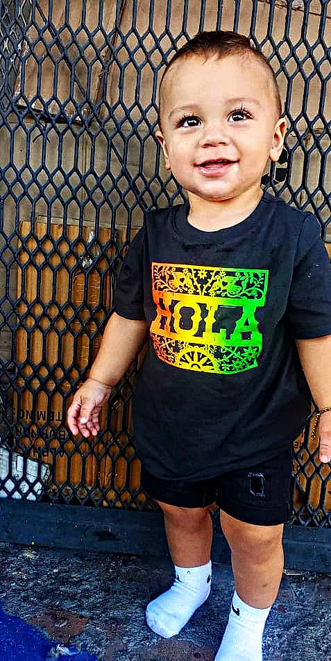 Liam joined the competition — help win amazing prizes! baby, baby_toddler_clothing, black, blue, chin, cool, face, flash_photography, happy, head, joy, person, photograph, shorts, sleeve, smile, standing, street_fashion, t_shirt, toddler