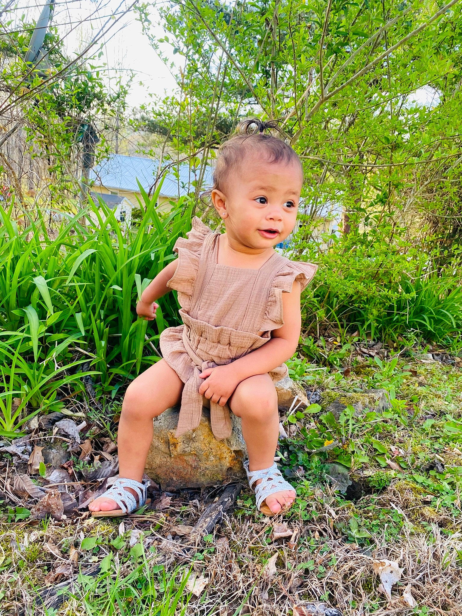 Ember joined the competition — help win amazing prizes! baby, baby_toddler_clothing, child, fawn, flower, grass, grassland, groundcover, happy, landscape, meadow, natural_landscape, people_in_nature, person, plant, prairie, spring, terrestrial_plant, toddler, tree