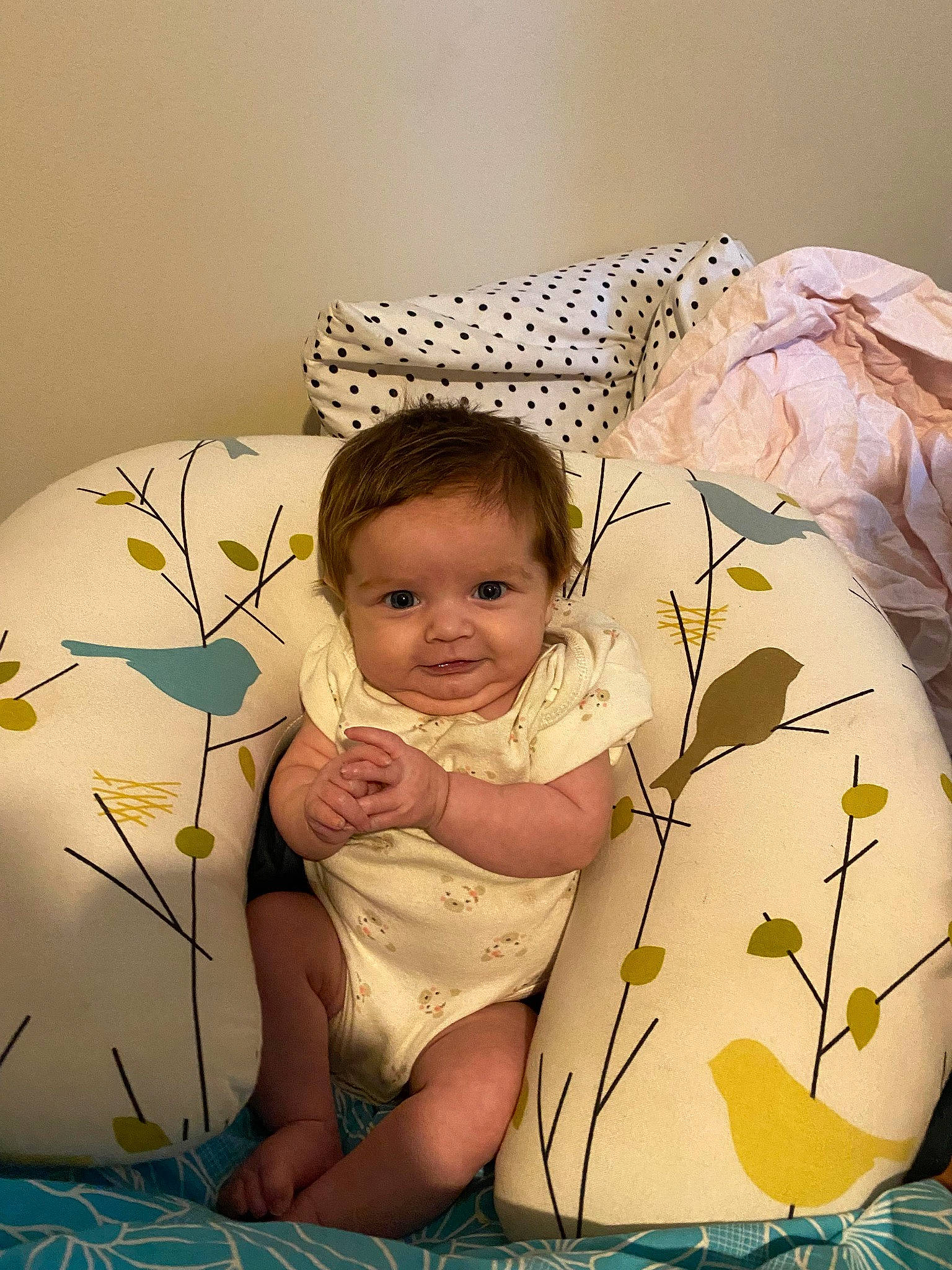 Chloe joined the competition — help win amazing prizes! art, baby, baby_toddler_clothing, bedding, child, comfort, fun, grass, happy, joy, lighting_accessory, linens, pattern, people_in_nature, person, photograph, room, sitting, smile, textile