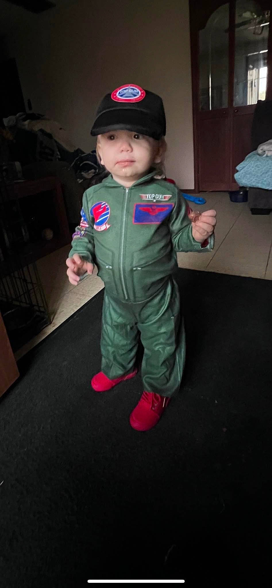 Austin joined the competition — help win amazing prizes! baseball_cap, cap, child, costume, costume_hat, fictional_character, flooring, fun, hat, headwear, person, personal_protective_equipment, sleeve, toddler, uniform