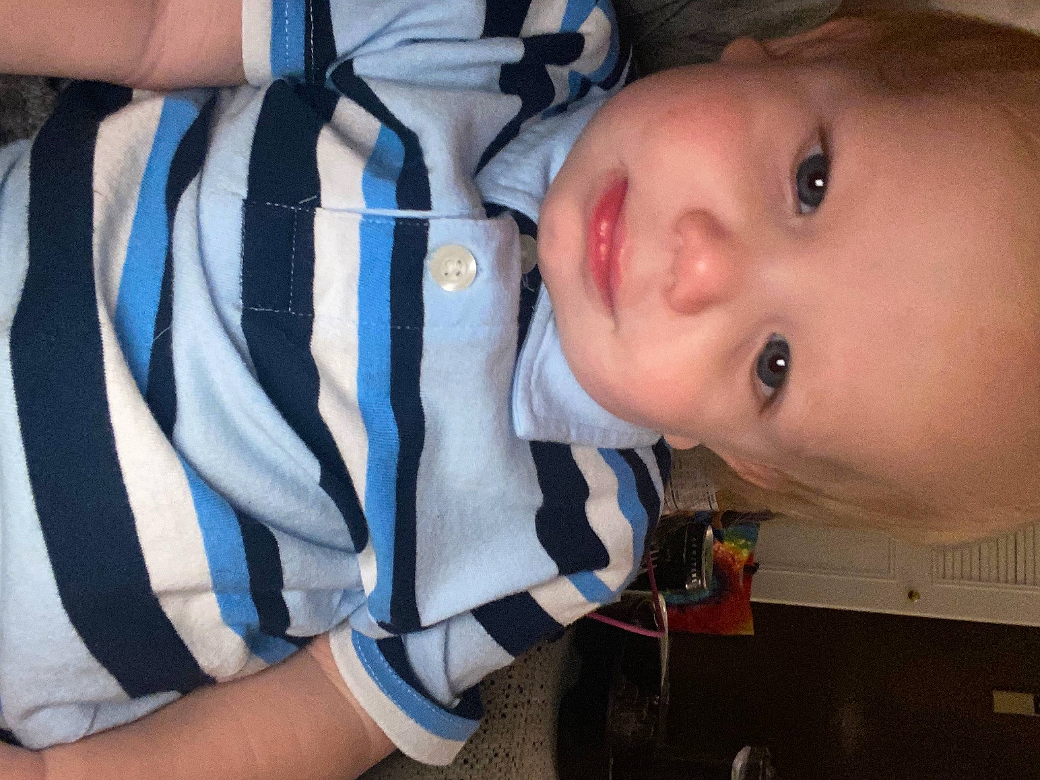 Austin is registered to the contest to win money with this photo: baby, baby_products, baby_toddler_clothing, blue, cheek, child, comfort, elbow, electric_blue, eyelash, fun, happy, iris, lip, mouth, nose, person, sitting, skin, sleeve